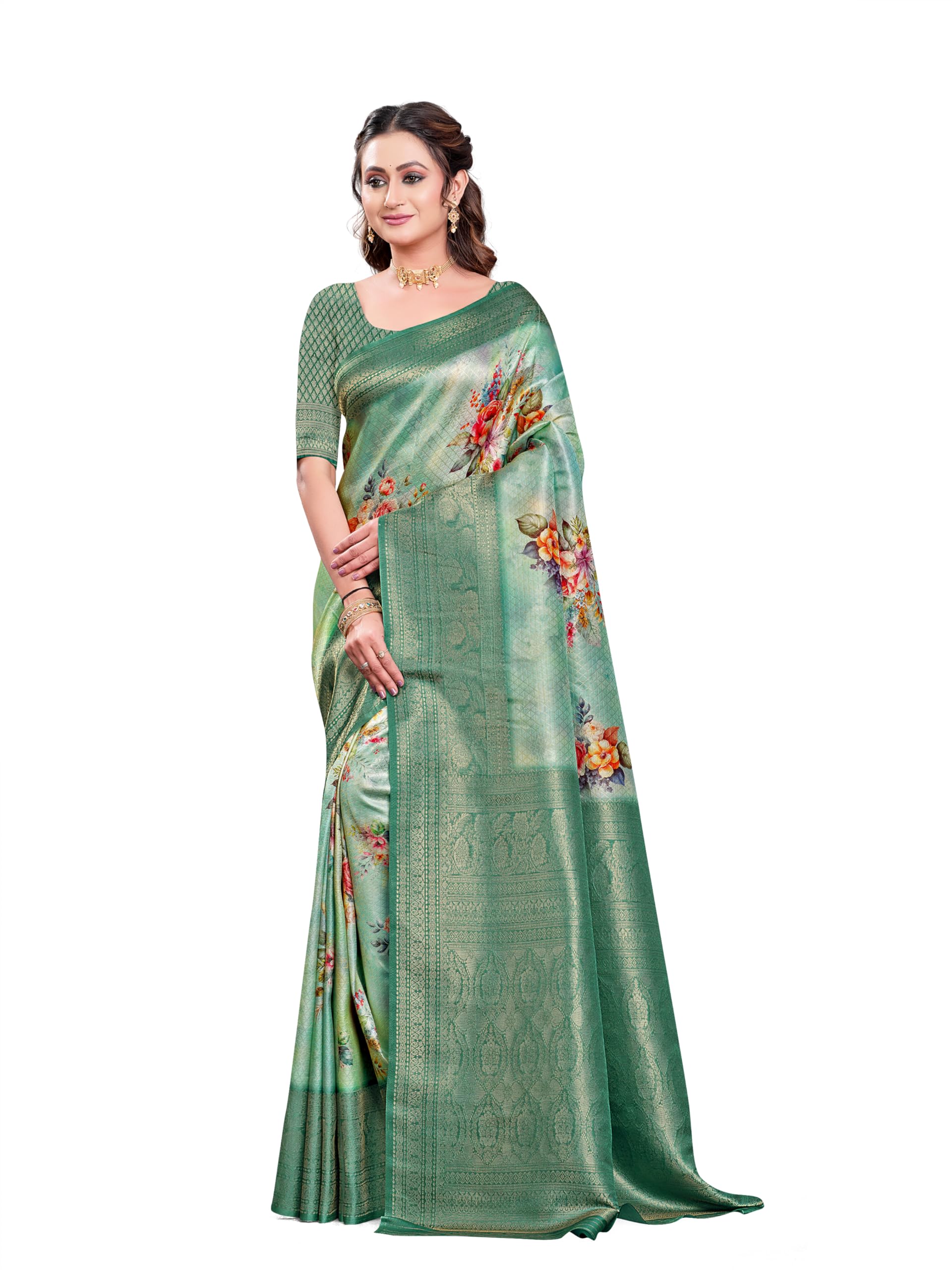 parvotsav Women’s Cotton Blend Digital Print Saree with Blouse Piece | Soft, Lightweight & Comfortable Daily Saree-picture-49