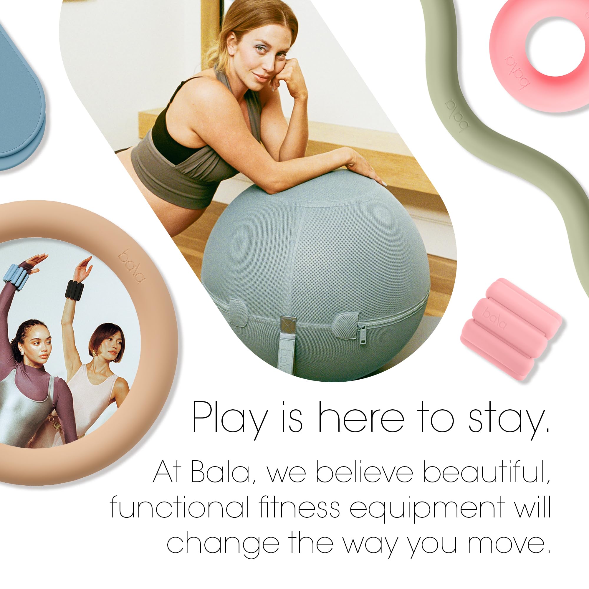 Bala Balance Ball - Gymnastikball Stuhl für Yoga, Pilates, Barre, Rumpfstärkung & Physiotherapie - Damen Gym Equipment & Workout Zubehör