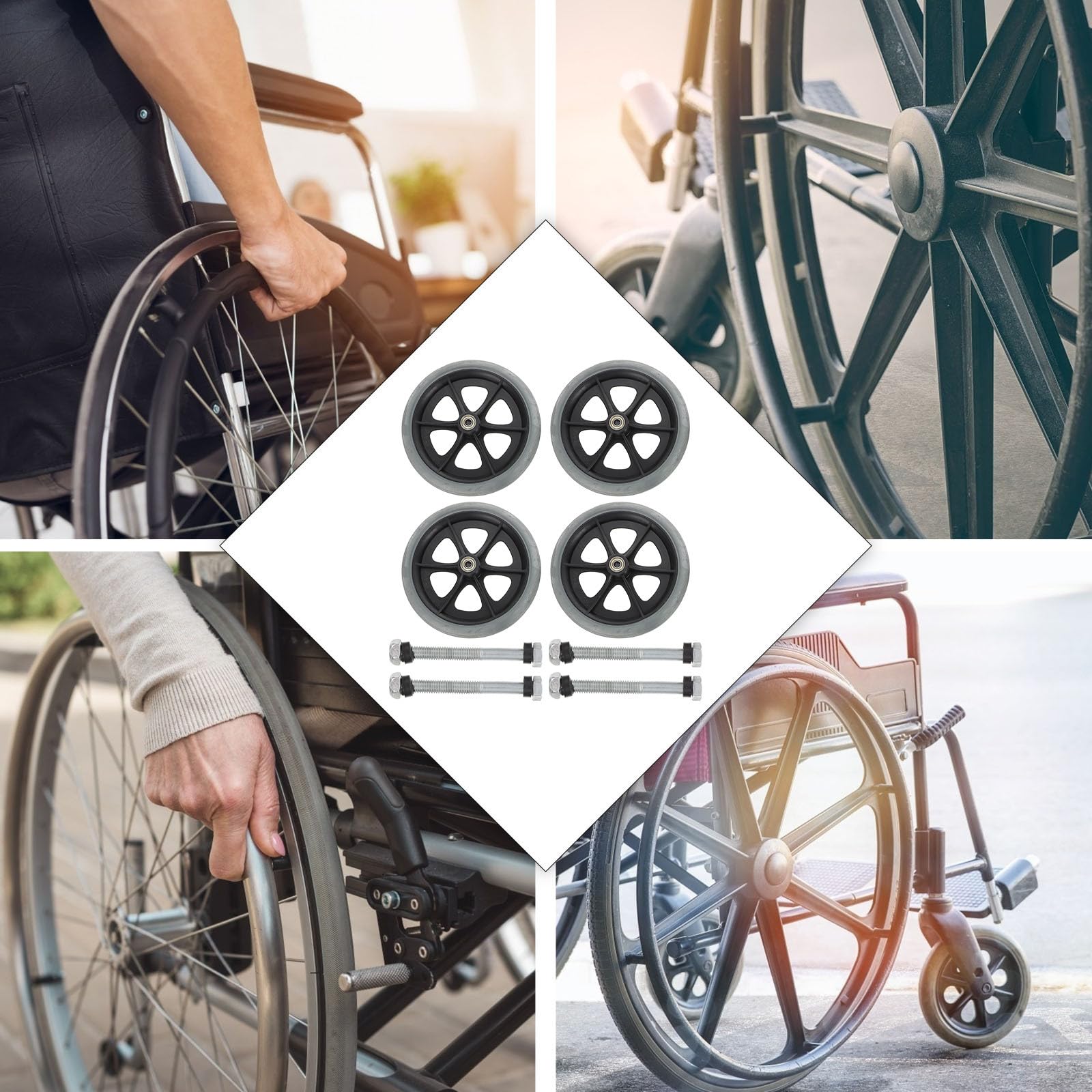 BESPORTBLE Rueda Delantera ABS PVC Acero Repuesto, para Silla de Ruedas