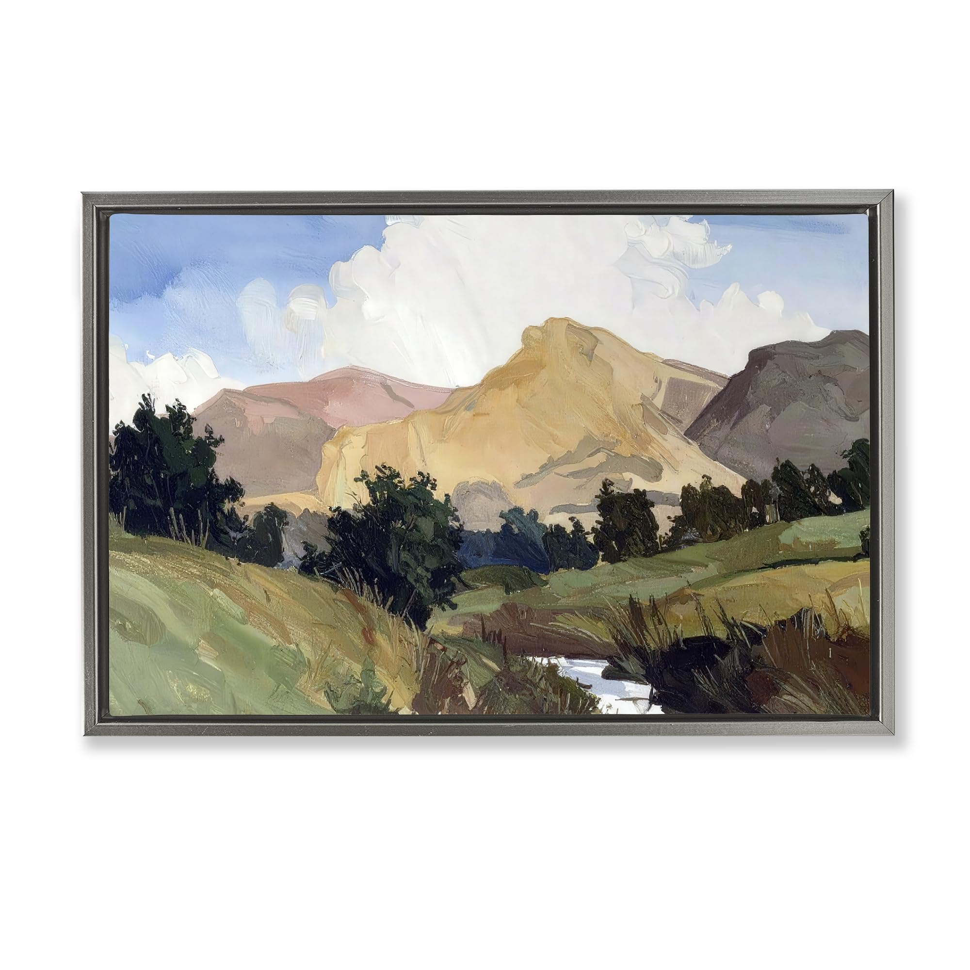 'River Mountain Divide'| Floating Frame Canvas Art
