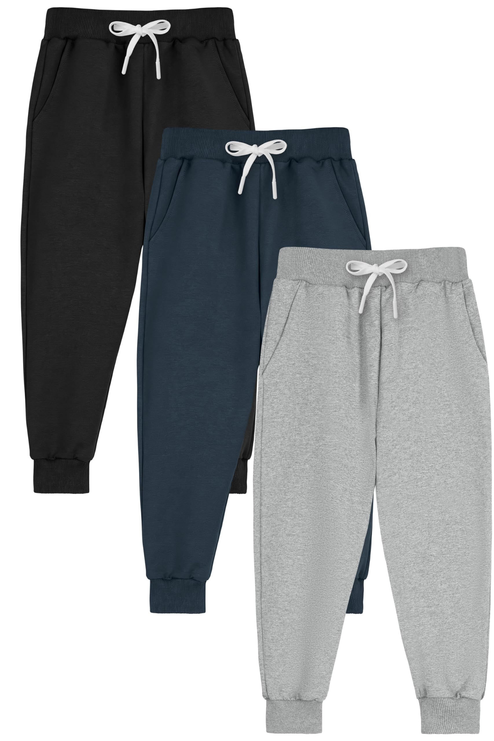 Ruisita 3er Pack Jogginghosen für Jungen Baumwoll-Jogger mit Kordel & Taschen Kinder Sportbekleidung (2-7 Jahre)