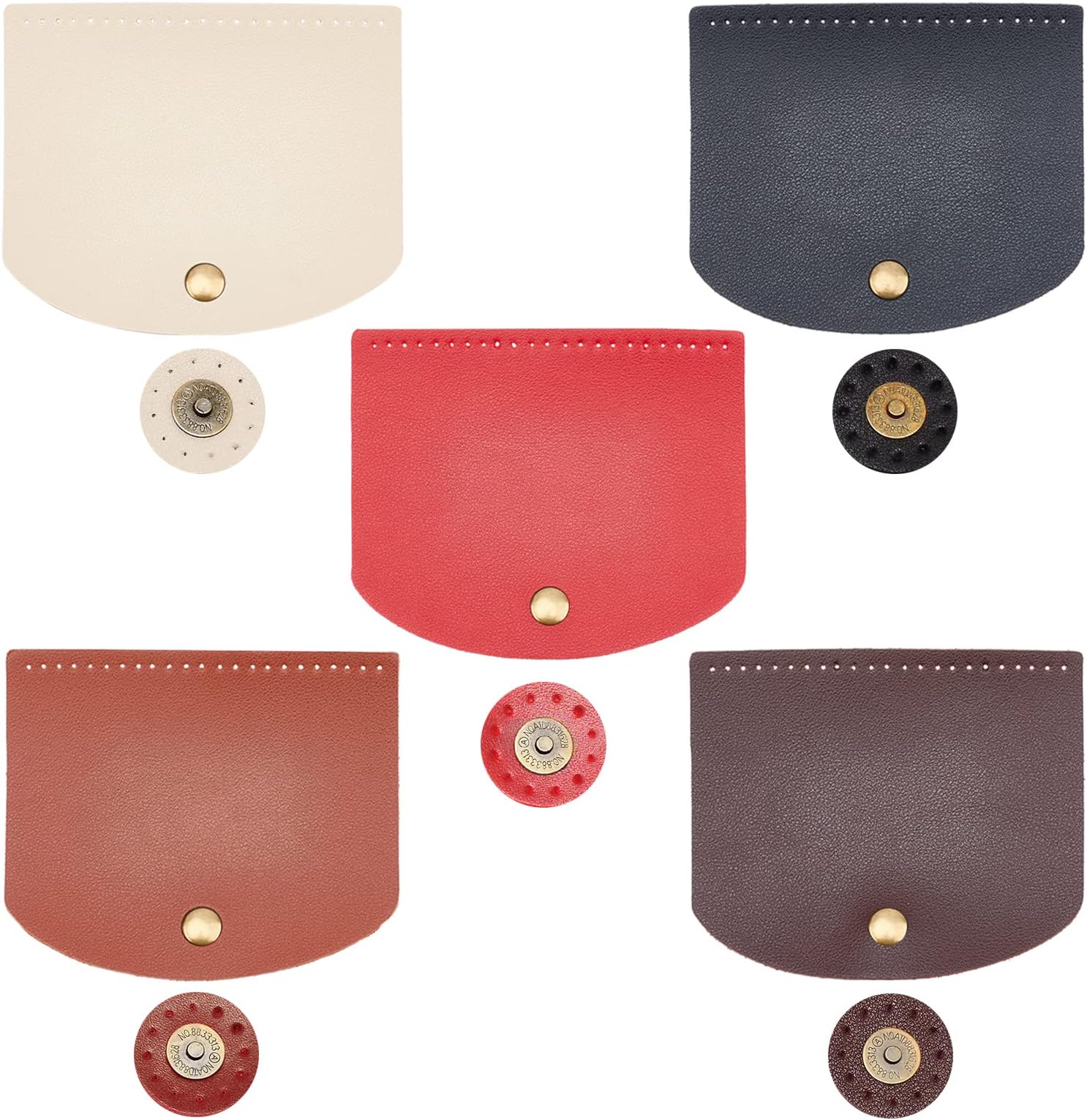 PH PandaHall Bag Flip Cover, 5 Colors 4.7 x 4 Inch Rectangle Imitation Leather Bag Cover Sew on Faux Leather Tab Closure with Alloy Buckle for DIY Handbag Purse Shoulder Bag Making Supplies, 5Pcs/Set