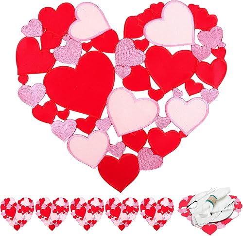 6 manteles individuales bordados para el día de San Valentín, diseño de corazón para el día de San Valentín, para el día más dulce, boda, San