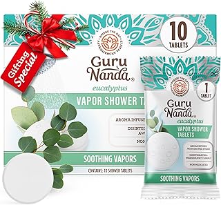 GuruNanda Eucalyptus Vapor Shower Tablets, Clean-Dissolving Aromatherapy Shower Steamers with Eucalyptus & Menthol, Promotes Relaxation, Ideal for Gifting, 10 Count