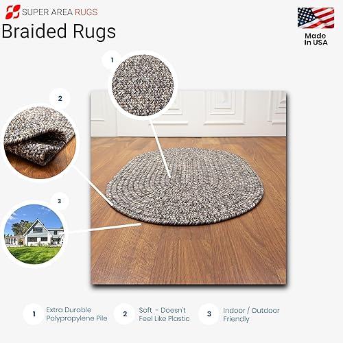 Miniatura 3 de Super Area Rugs Rustic Farmhouse Living - Alfombra trenzada reversible para interiores y exteriores, fabricada en Estados Unidos, color gris,