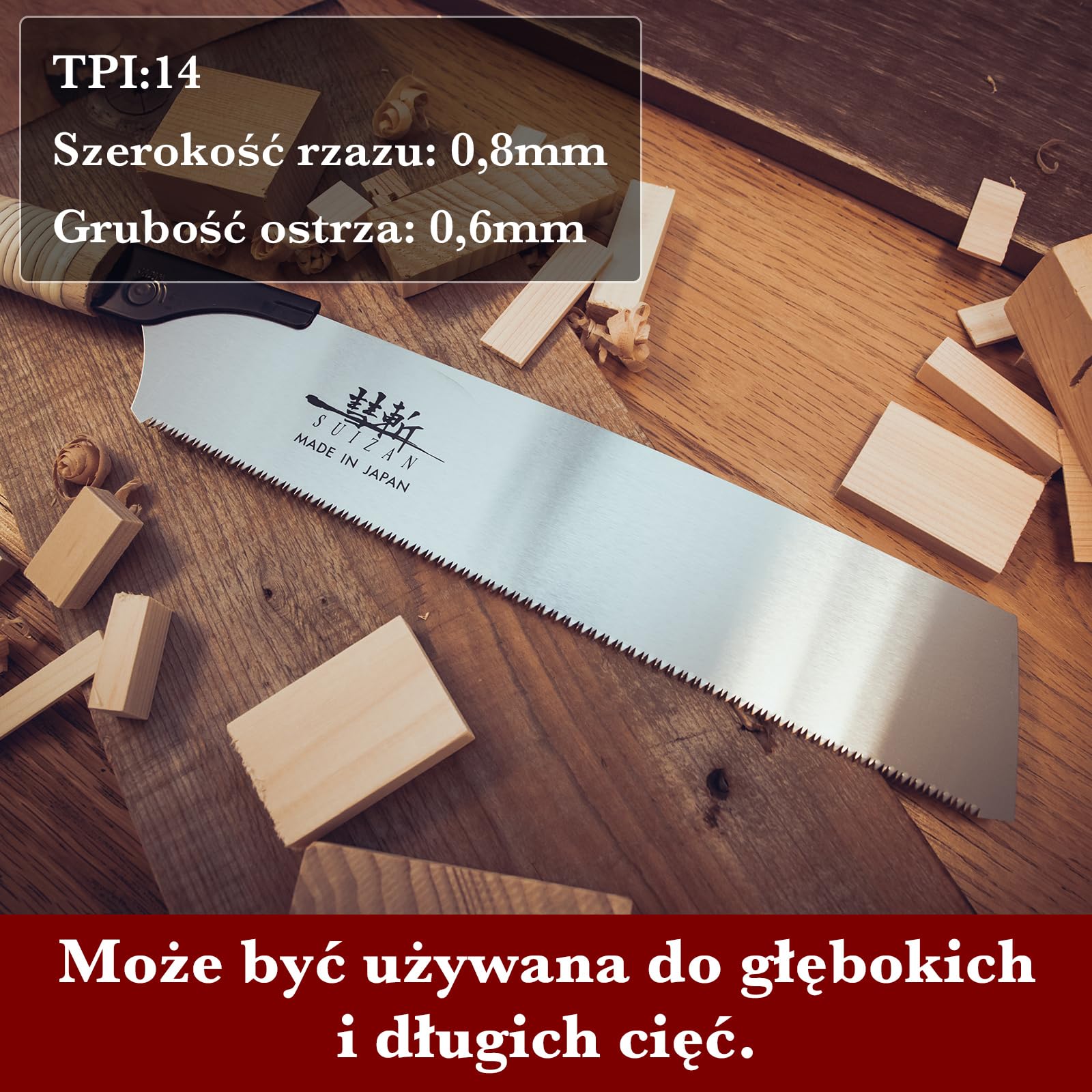 SUIZAN Kataba Jednosieczna Piła Japońska 265mm - Ciągniona Ręczna do Drewno