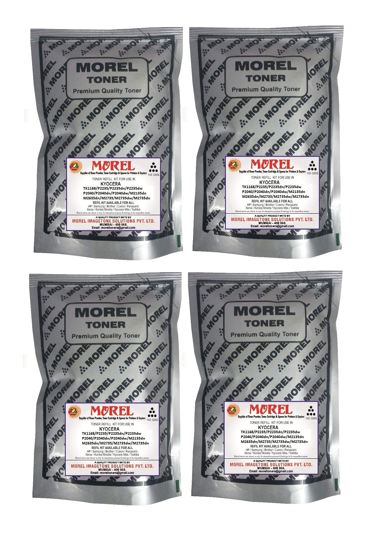 MOREL TK-1168 Black Compatible Toner Powder for KYOCERA P2235, P2235DN, P2235DW, P2040, P2040DN, P2040DW, M2135DN, M2635DN, M2735, M2735DW, M2735DN Printer (100GM) Pack 4 (B09H4MW68V) Amazon Price History, Amazon Price Tracker