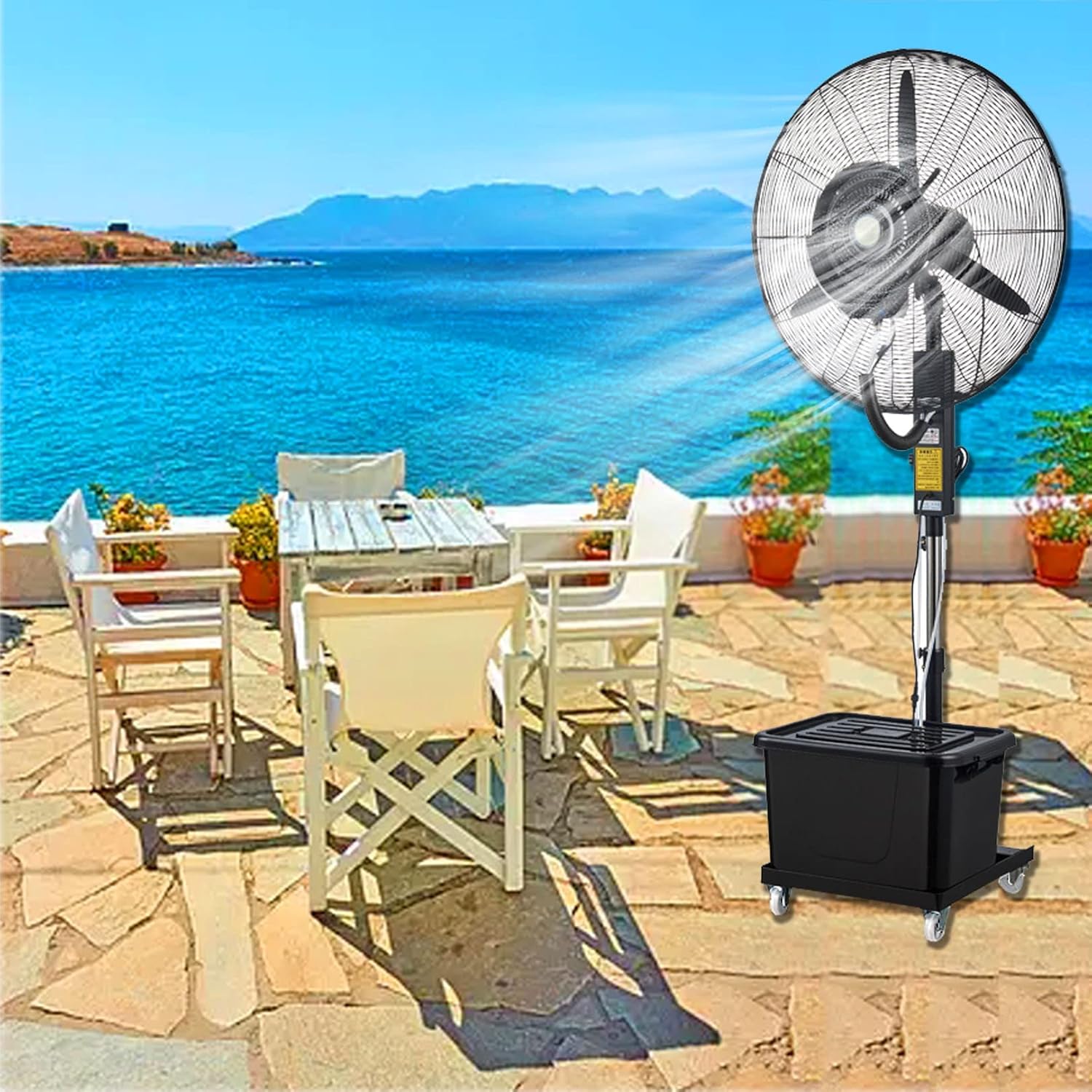 11 Gallon Water Tank Mist Fan for Commercial Home, Outdoor Cooling Fan, 90° Oscillating 3-Speed Patio Garden Backyard Misting Fan