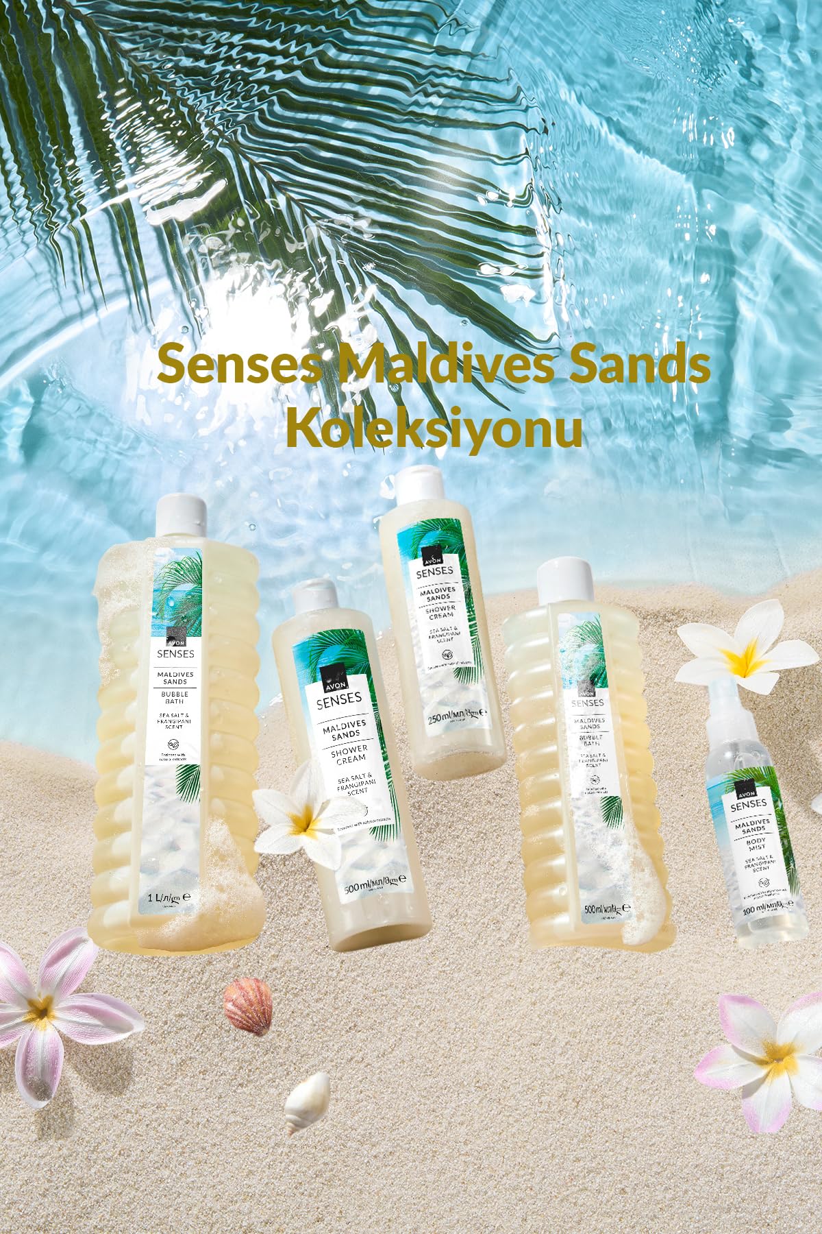 Avon Senses Maldives Sands Deniz Tuzu ve Frangipani Kokulu Banyo Köpüğü 1lt