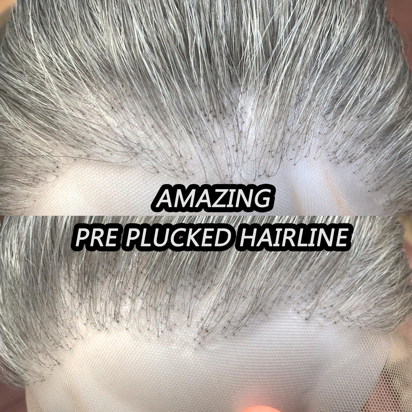 Towarm Grandma Grey Wig Long Straight Medium Grey Synthetic Lace Front Wigs Pre Plucked Natural Hairline for Black Women Heat Resistant Fiber Hair Cosplay Daily Wear - Image 4