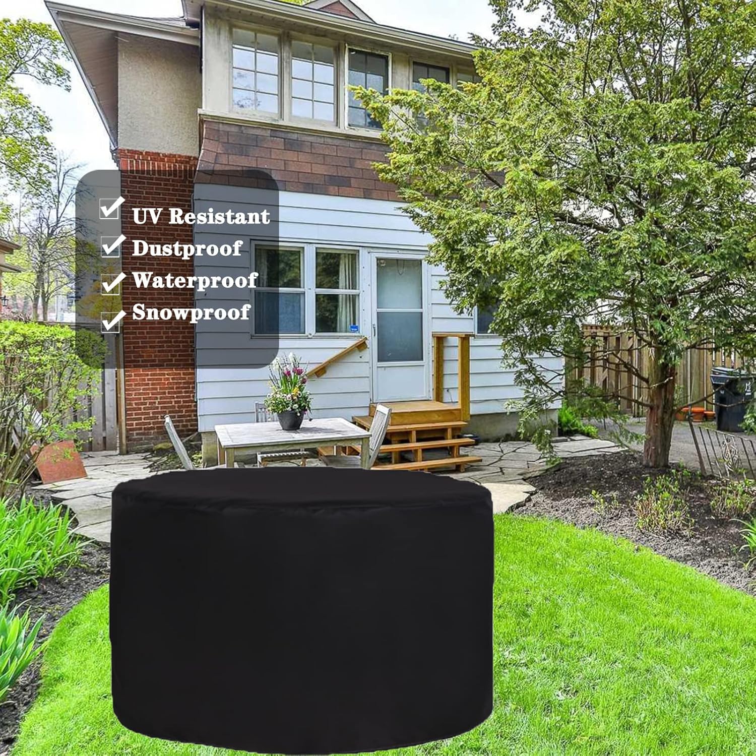 Garden Furniture Covers Waterproof 28x20in, Round Table Covers Heavy Duty Patio Furniture Covers Windproof Protective Cover for Circular Outdoor Garden Table & Chair (70x50cm)