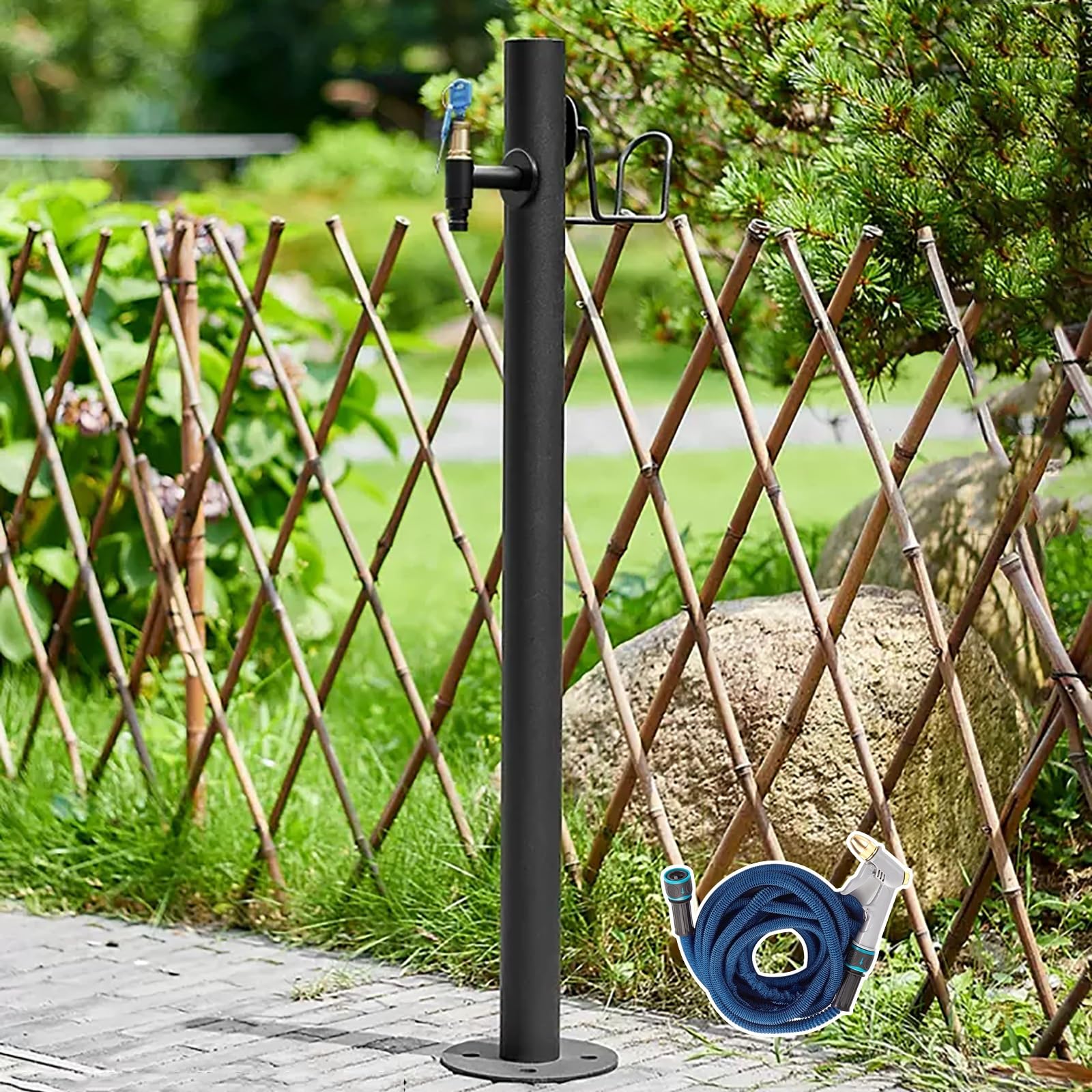 BHGFYXBS Stainless Steel Vertical Garden Water Column - Outdoor Frost-Proof Fountain With Lock, Cylindrical Hydrant For Courtyard, Yard Water Feature,size_name-86x13cm