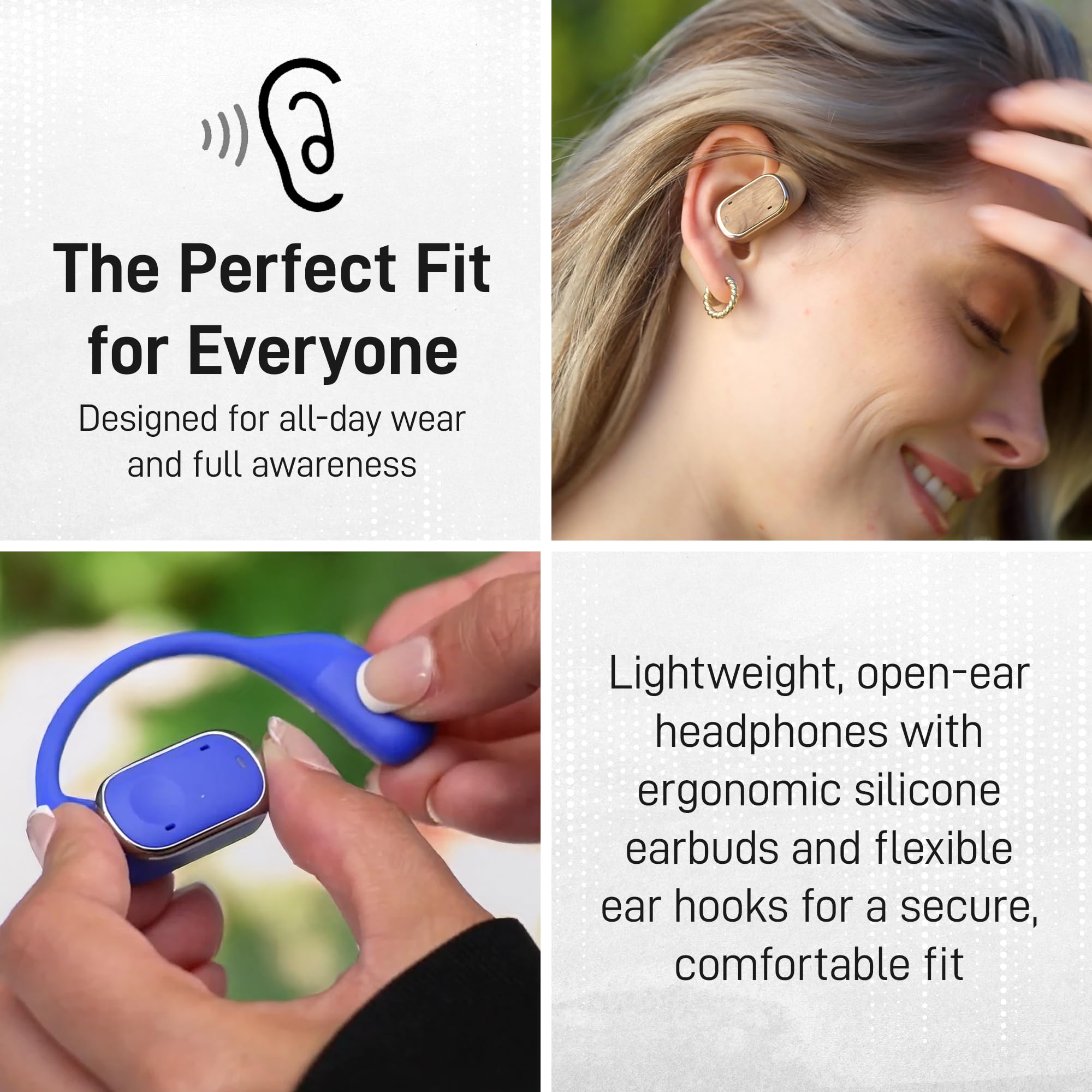 Groovz Open-Ear Plus True - Cuffie wireless con display della batteria, progettate e progettate negli Stati Uniti, con accoppiamento multipunto, auricolari Bluetooth aperti compatibili con Apple e
