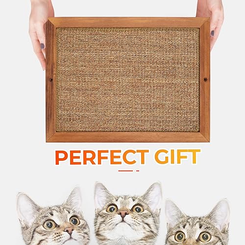 Miniatura 8 de Rascador para gatos BXL, rascador de pared de sisal de madera natural para gatos, montado en el suelo o en la pared, almohadilla vertical para