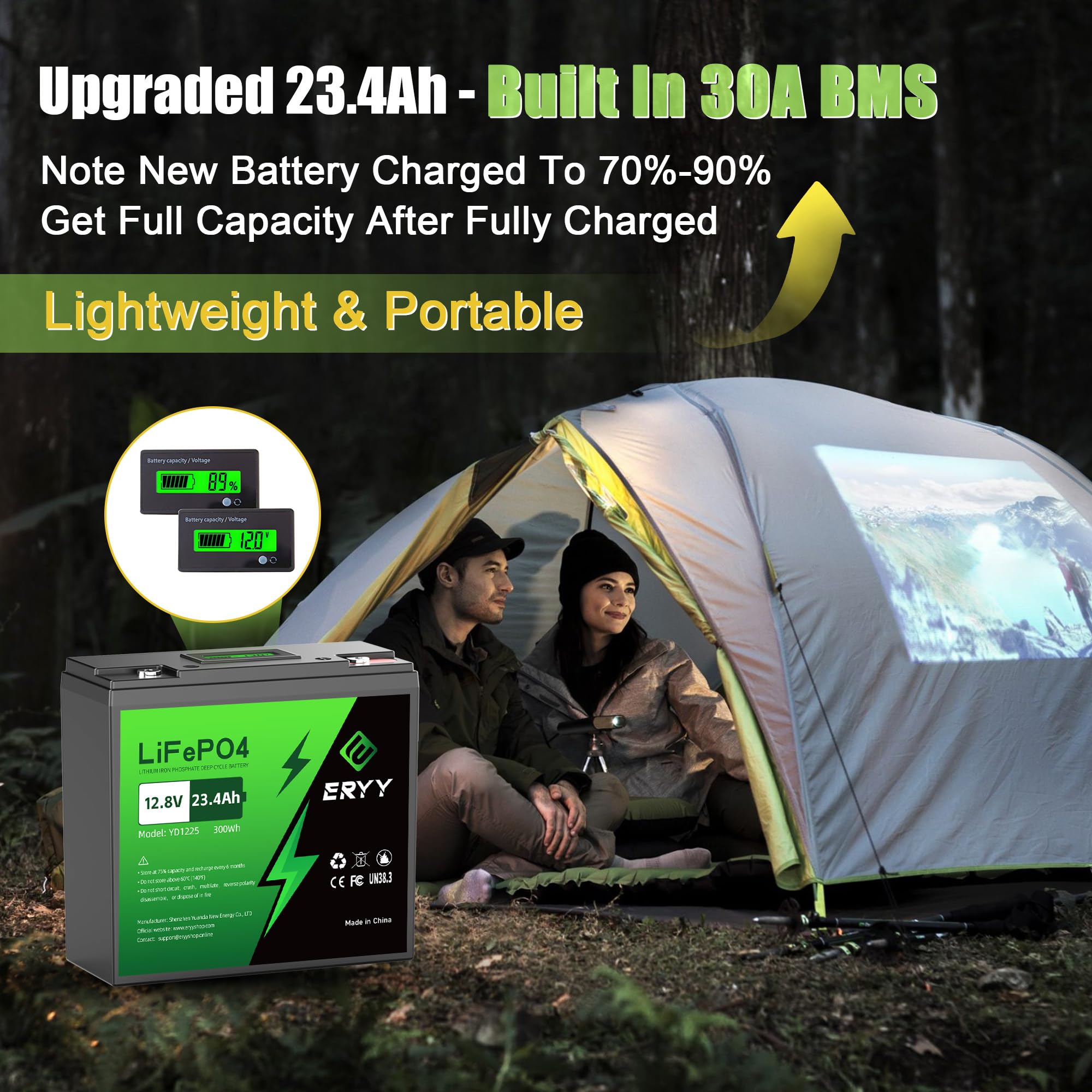 Gtk - batterie Lithium-ion, LiFEPO4, 48V, 100ah, 12V, à cycle profond, pour cadd
