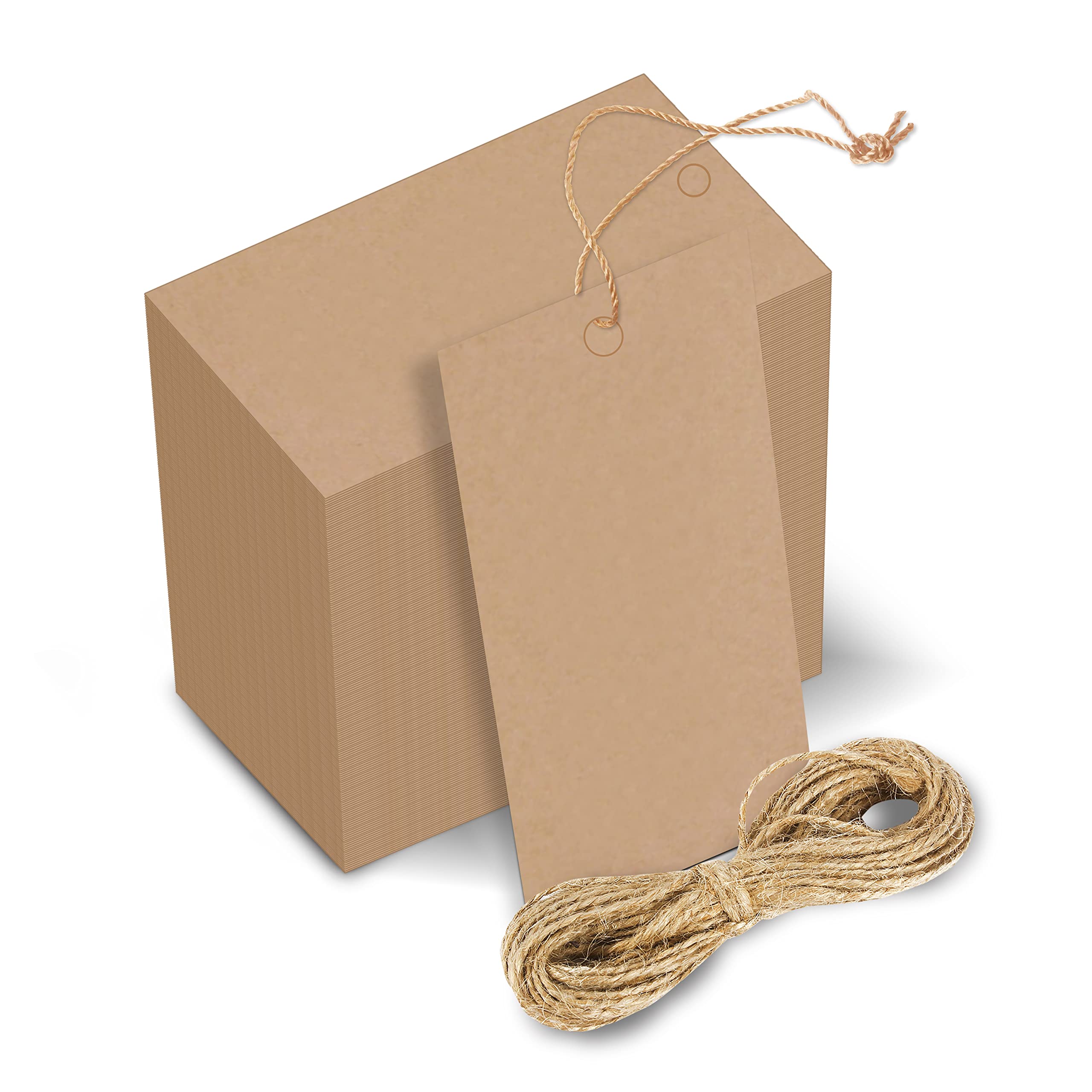 FlyBuy Hub Premium Gift Tags, Double-Sided Available Kraft Paper Price Tags with Jute Twin, Craft Tags Labels Treats Tags for Wedding Christmas Day Thanksgiving (Pack Of 100, Design 12)