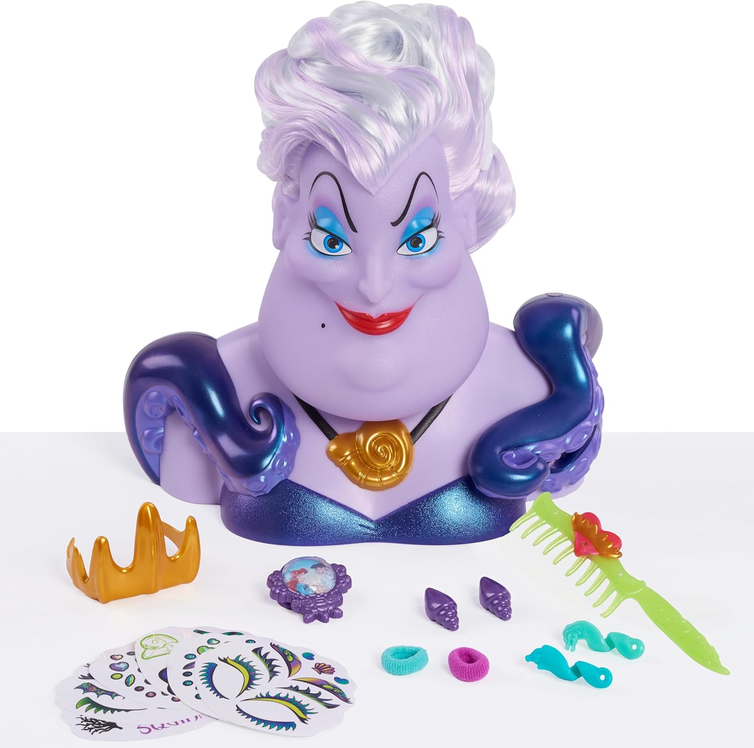 Disney Villains Fierce 'N Fun Ursula 10-inch Styling Head, 16-Pieces, Pretend Play, Officially Licensed Kids Toys for Ages 3 Up, Amazon Exclusive