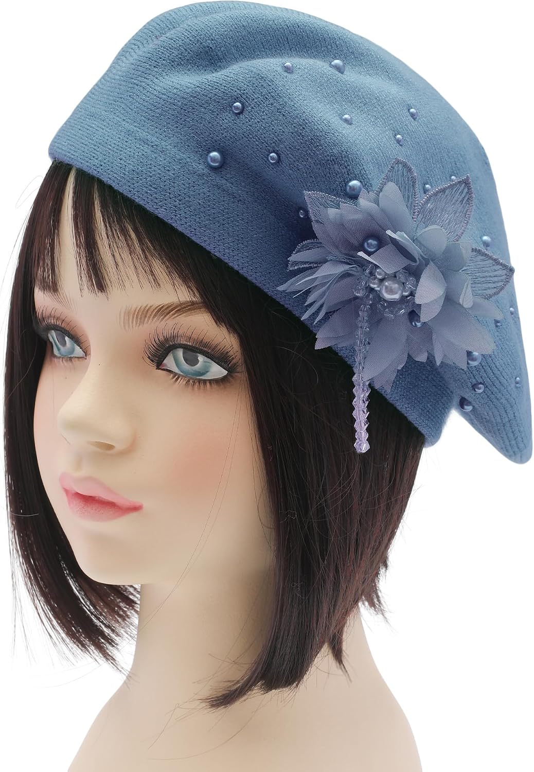 ZLYC Kids Beret Hat Girls Solid Color Knitted Floral Artist French Beret Cap