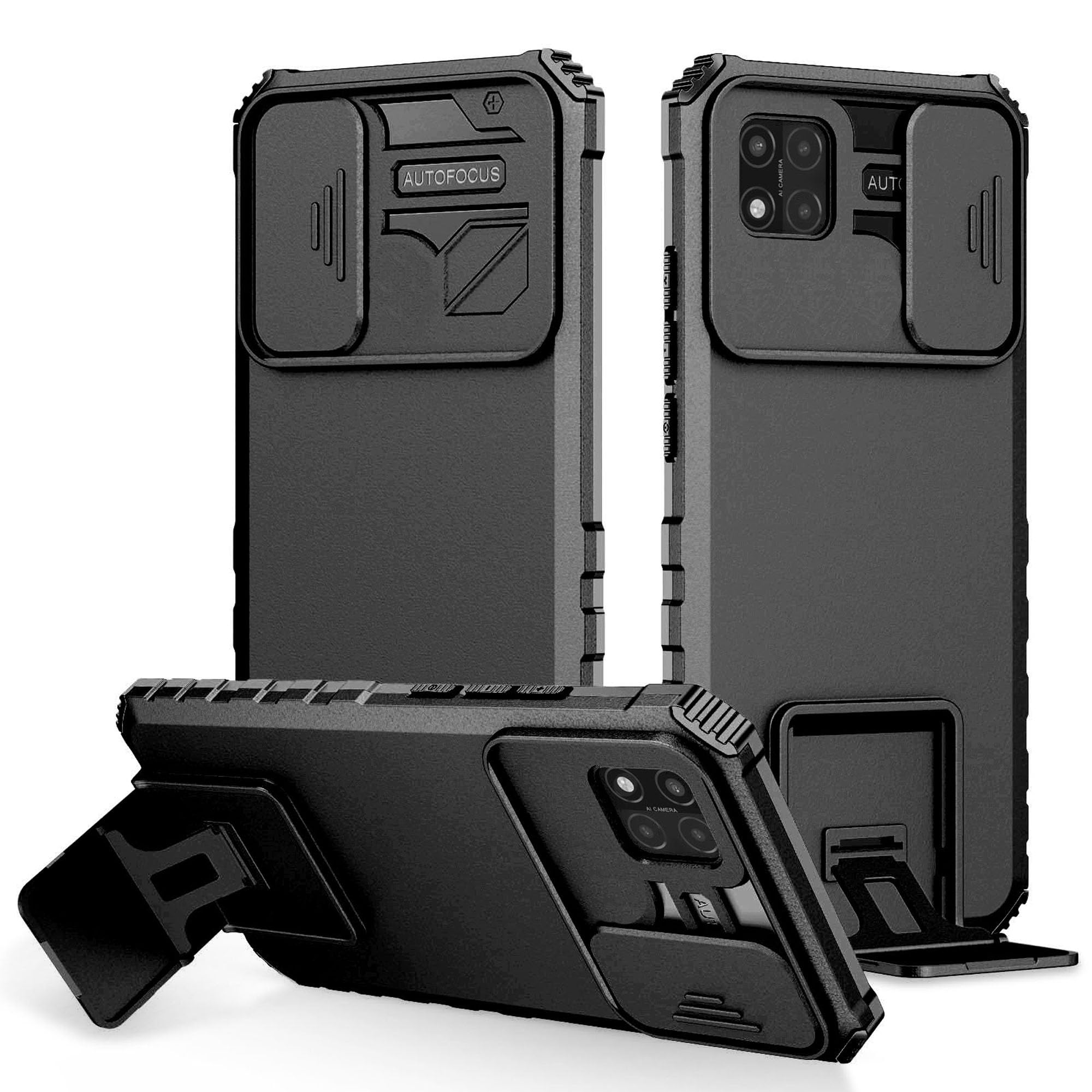XINYEXIN Cover Per Realme C11 (2021) E C20, Custodia Traslucida Antiurto Con Anello Porta 360° E Supporto Magnetico, Nero/Rosso