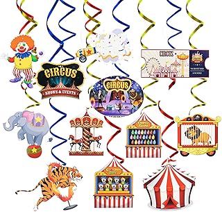24PCS Carnival Circus Hanging Swirls Decorations, Colorful Carnival Circus Party Decorations Supplies Ceiling Hanging Streamers for Circus Theme Party Birthday Baby Showers