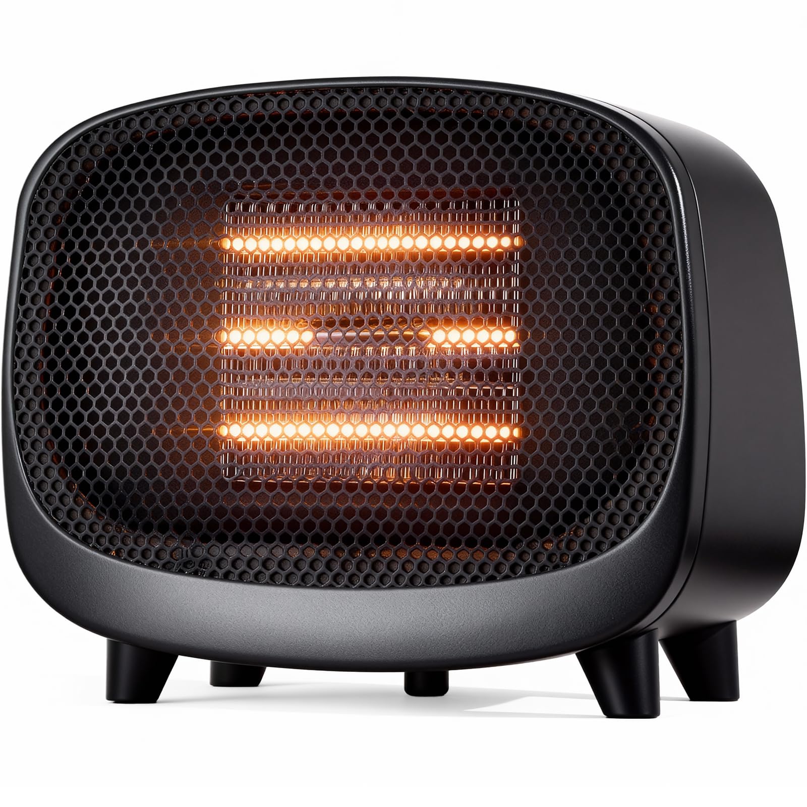 Electric Space Heater for Indoor Home Use, Small Space Heater, 900W PTC Portable Heater for Offices with 2 Modes All Black