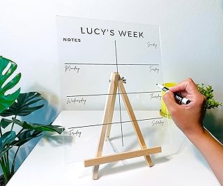 Personalized Acrylic Calendar - Custom Desk Calendar, Dry Erase Board, Dry Erase Organizer, Undated Weekly Desk Planner