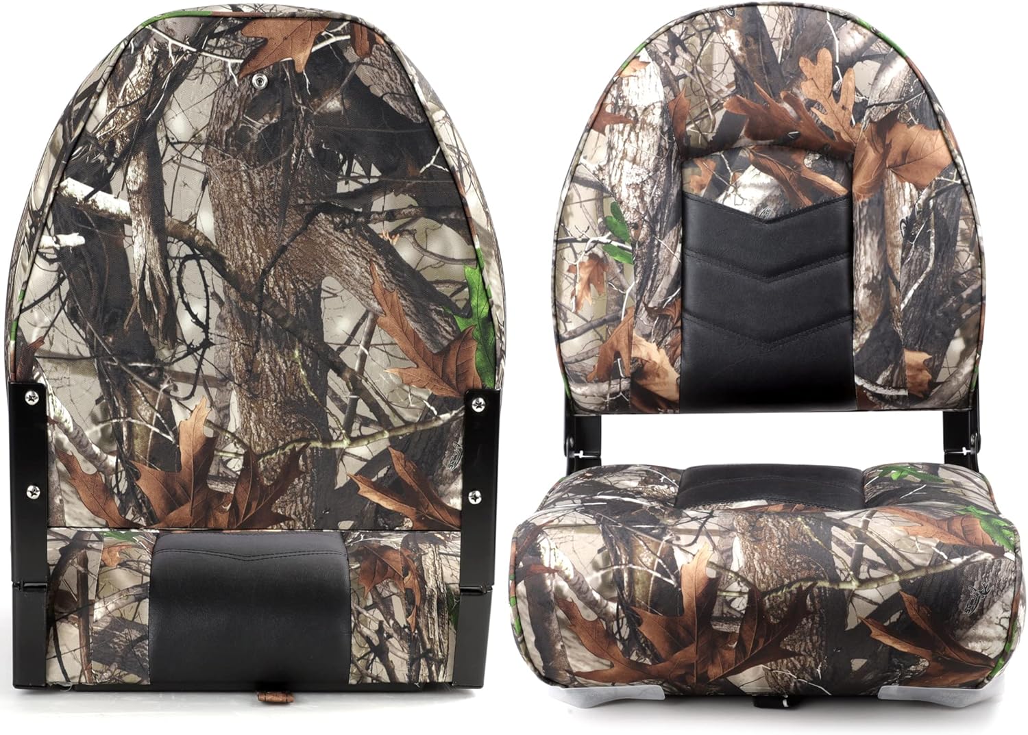 NORTHCAPTAIN Premium Marine Boat Chair 2 Pack,Camo/Black High Back Folding Fishing Boat Seat for Fishing, Bass/Jon/Pontoon Boats, 4 Mounting Screws Included