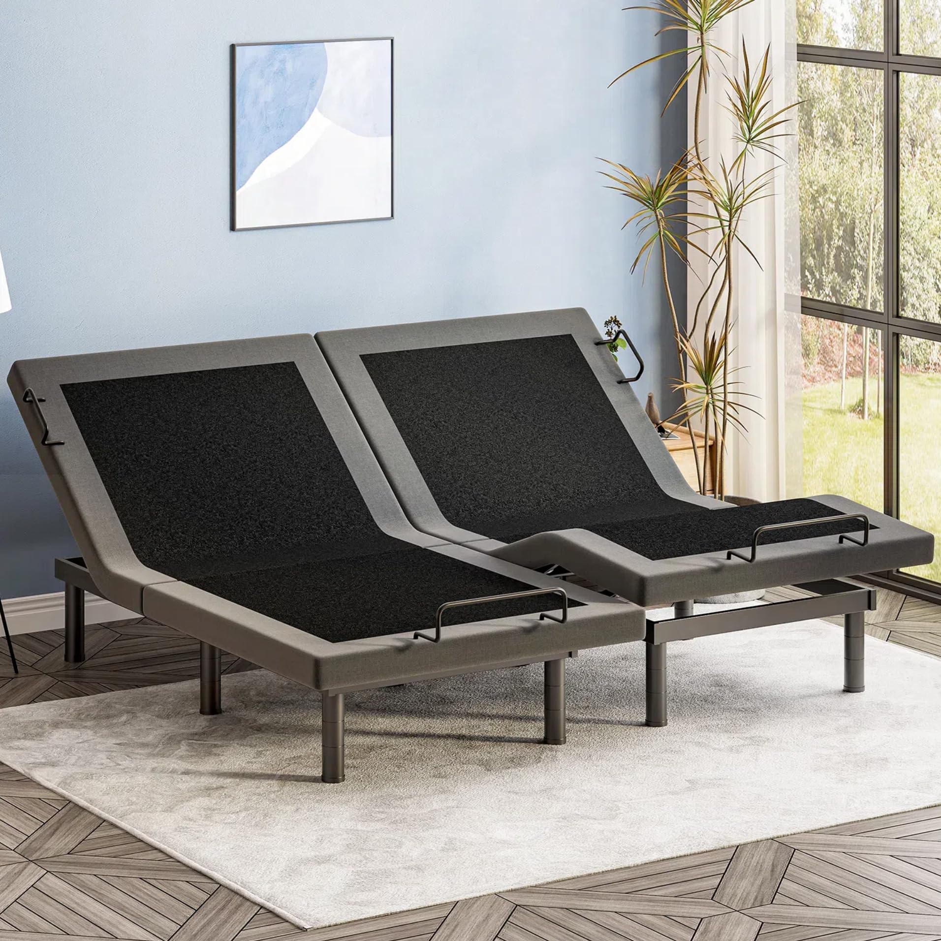 OTDMEL Split King Adjustable Bed Frame with Adjustable Legs, Electric Bed Base Frame with Wireless Remote, 3 Retainer Bars, Zero Gravity & Anti-Snore,