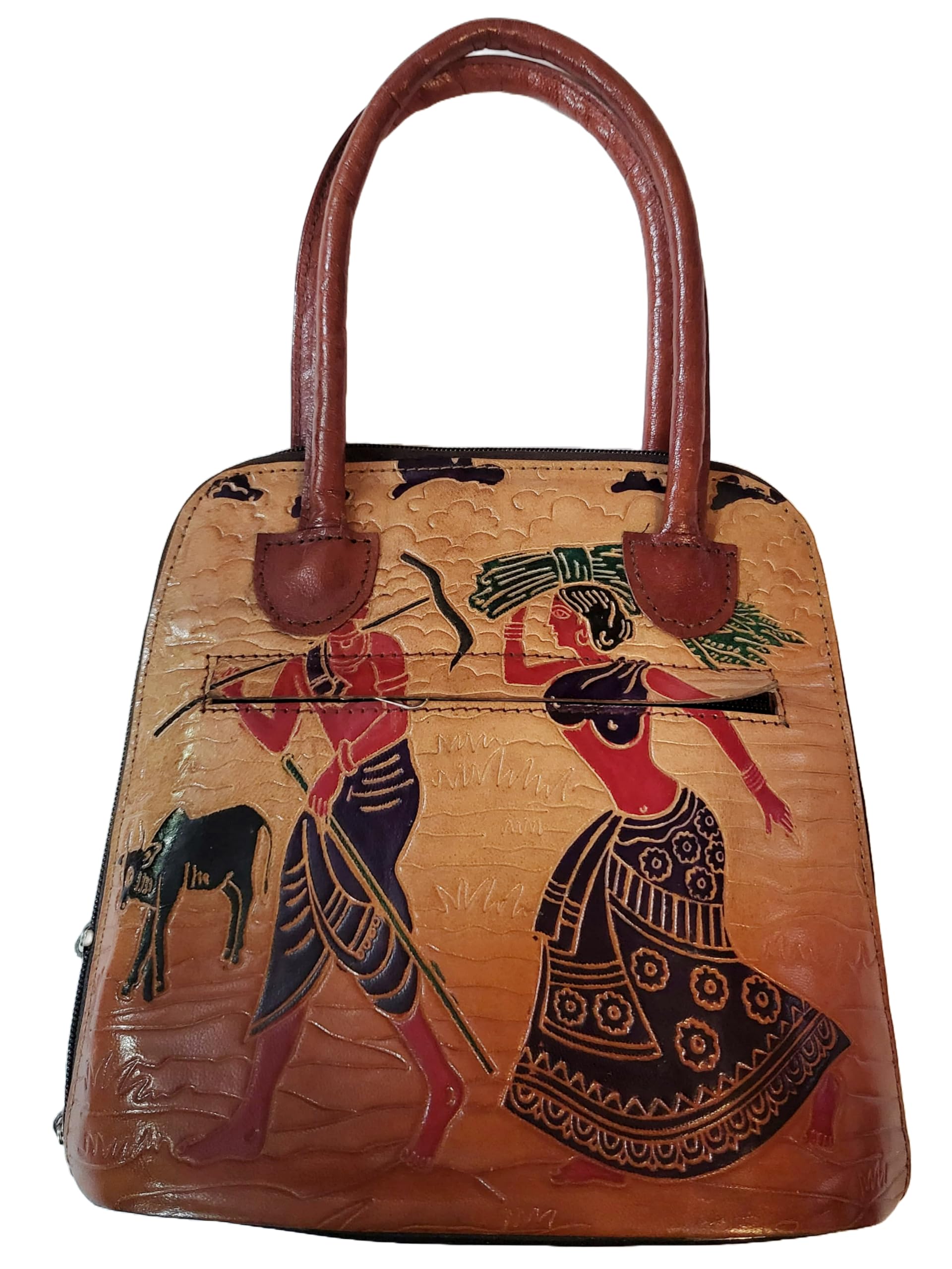 CLASSIQUE Shantiniketan Pure Leather Traditional Printed Handbag Shoulder For Women Lady With Matka (Lady Farming) (B0DGYYTBRZ) Amazon Price History, Amazon Price Tracker