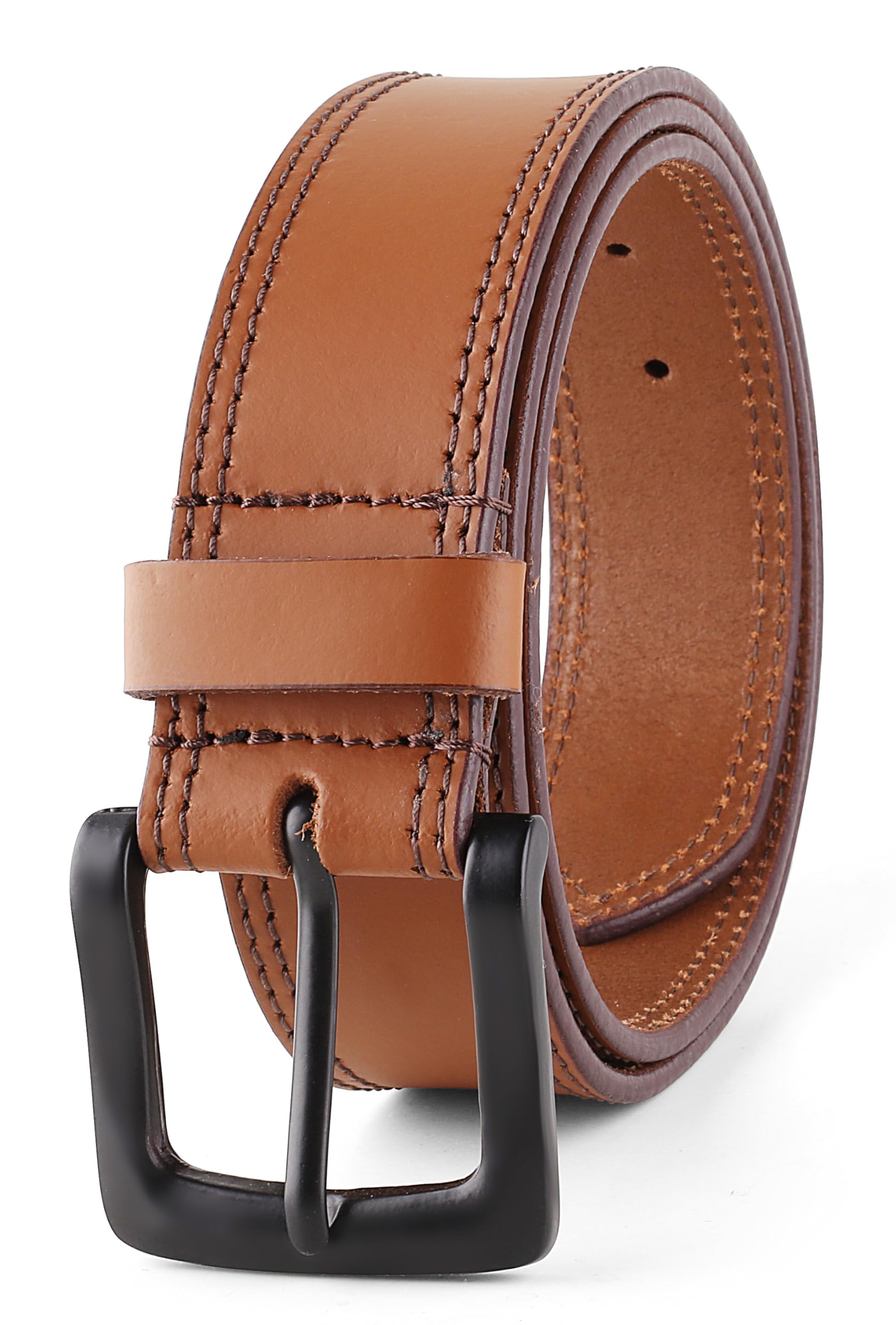 F L CLASSIC Mens Full Grain Leather Belt Handmade 1 5 Inch Wide Jeans Dress Belt Gift Box