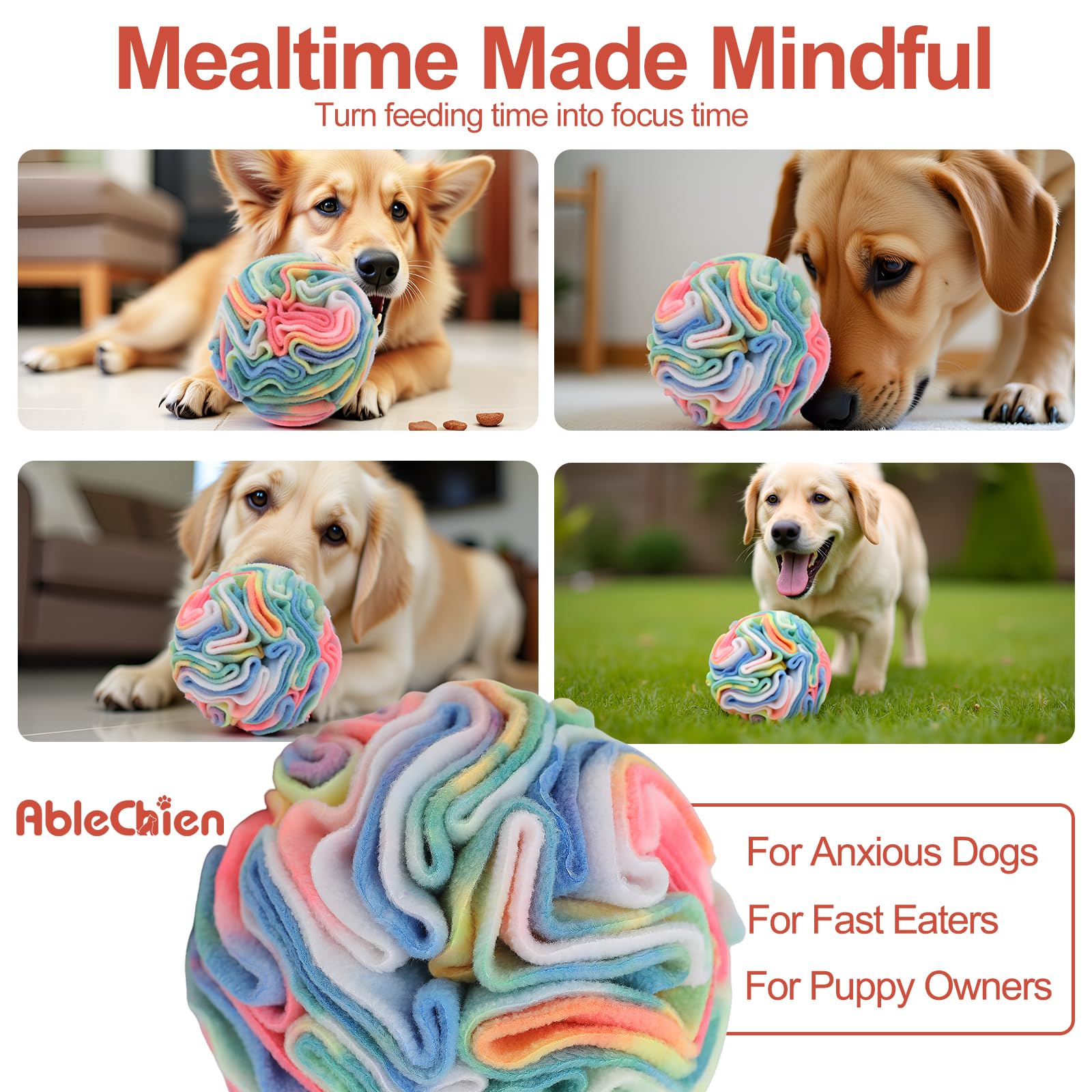 Snuffle Ball for Dogs, Puppy Treat Toy, Interactive Foraging Puzzle Ball Toy, Enrichment Toys for Large Dogs, Sniffle Interactive Treat Balls - image 5