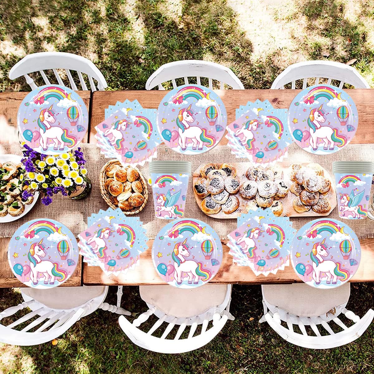 61 pezzi di stoviglie per feste unicorno, Set di decorazioni per la stoviglie della festa di compleanno dei bambini, Per battesimi e anniversari, per 20 persone