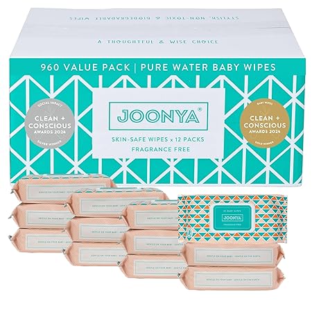 JOONYA Unscented Baby Wipes — Plant-Based, Fragrance-Free Bulk Diaper Wipes | Hypoallergenic, Non-Toxic & Biodegradable Wet Wipes for Sensitive Newborn Skin | 12 Packs of 80 Wipes (960 Total) JOONYA Unscented Baby Wipes — Plant-Based, Fragrance-Free Bulk Diaper Wipes | Hypoallergenic, Non-Toxic & Biodegradable Wet Wipes for Sensitive Newborn Skin | 12 Packs of 80 Wipes (960 Total)