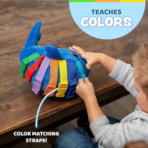 Miniatura 10 de Buckle Toys - Narval burbujeante - Desarrolla habilidades motoras finas - Juguetes de actividad de aprendizaje sensorial - Esencial de viaje en