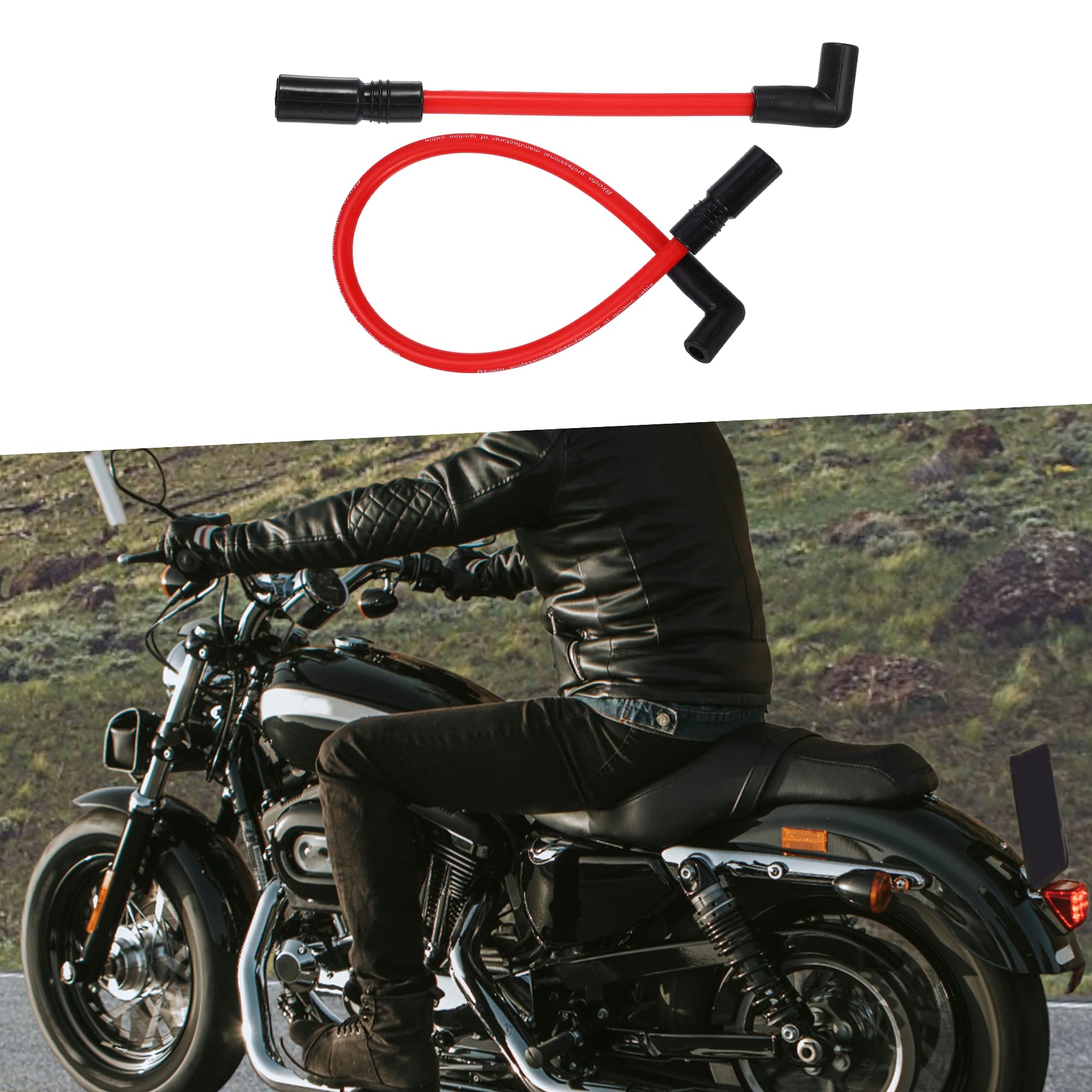 A ABSOPRO Bujía Cable para Harley-Davidson Caucho Rojo (Juego de 2)