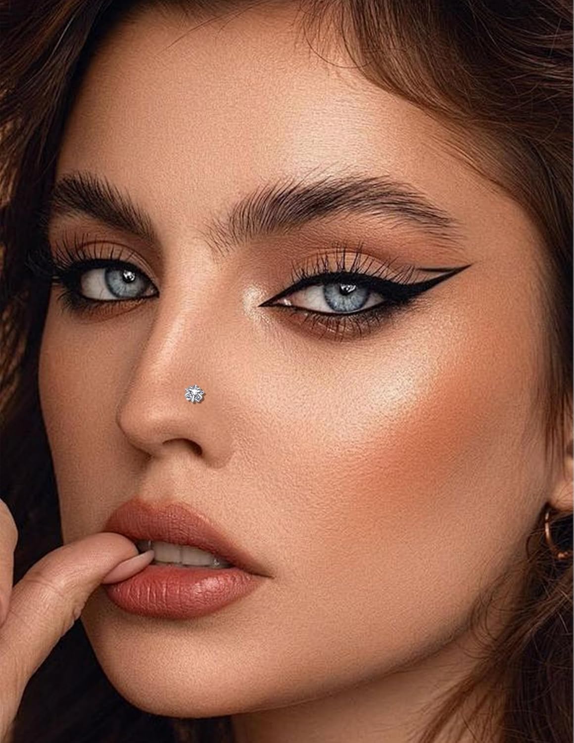 Threadless Push in Nose Studs Rings Stainless Steel Flat Back Earrings Labret Monroe Lip Rings for Women Men Cartilage Helix Conch Tragus Piercing Jewelry 6mm 8mm 10mm Silver Gold Tone - Image 4