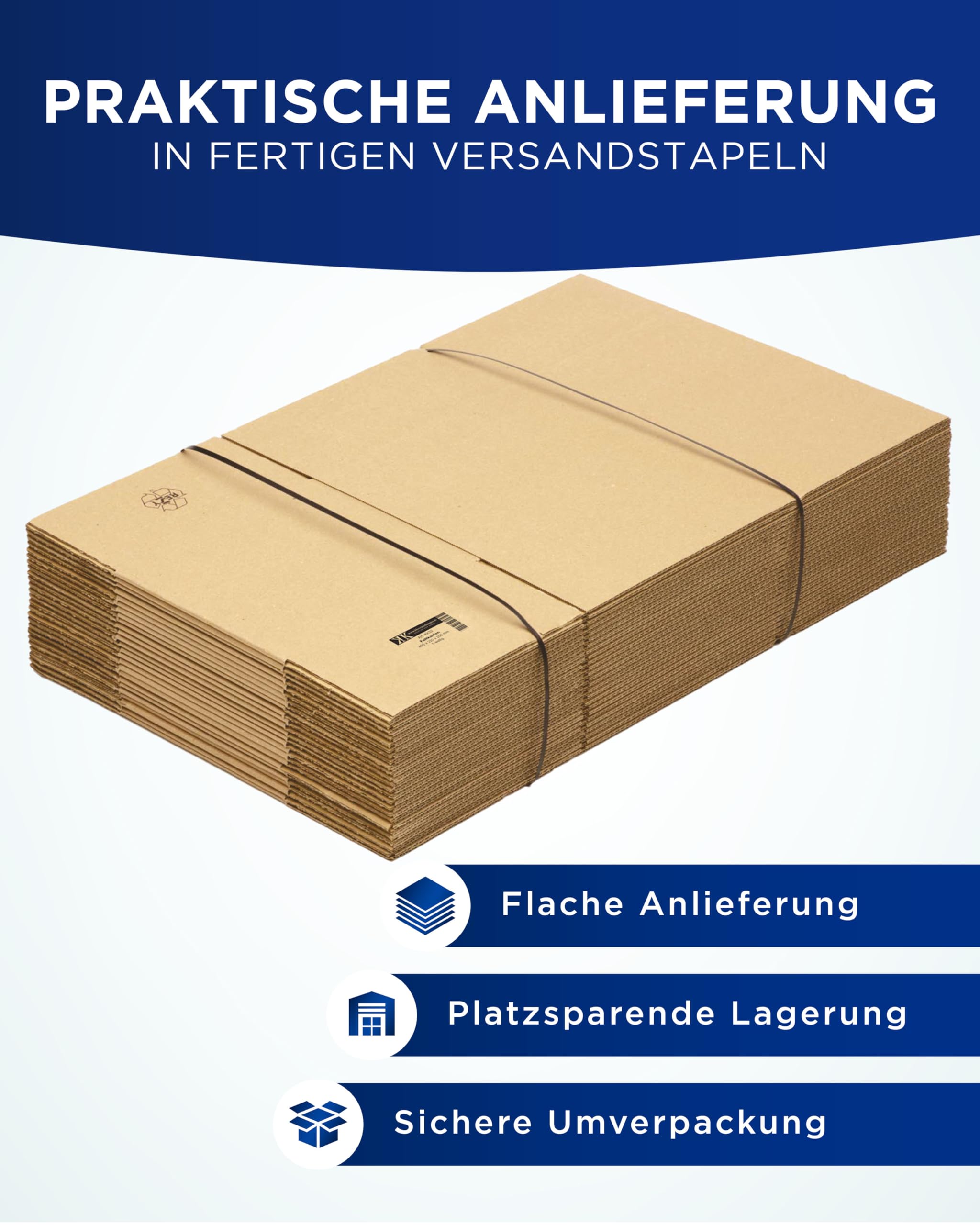 KK Verpackungen Versandkartons 460 x 220 x 200 mm Braun 1-wellig (Außenmaß 465 x 225 x 210 mm) | 100 Stück, Faltkartons Kartons geeignet für Versand als DHL Paket DPD Hermes GLS Paketklasse M (KK32)