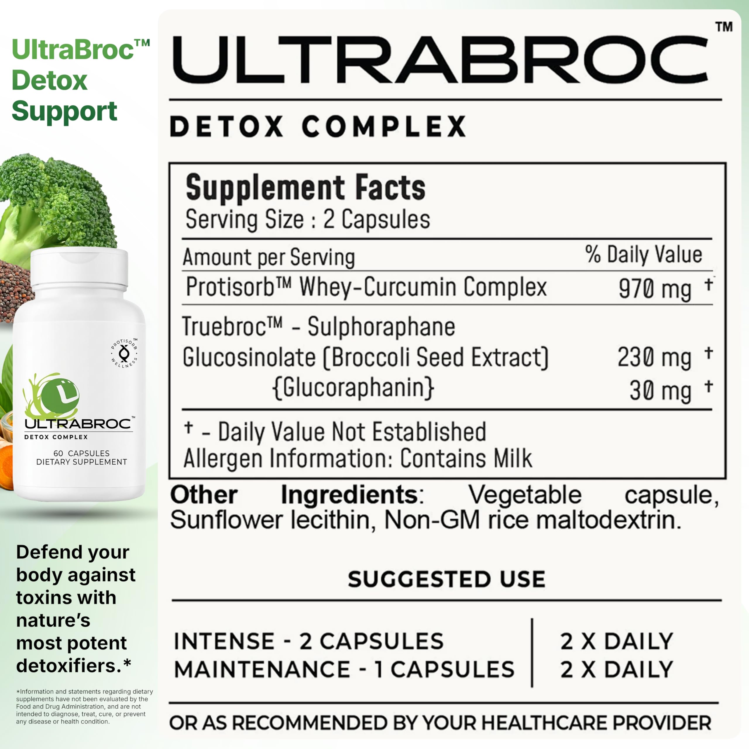 UltraCur Detoxification Supplement | Broccoli Seed Extract & Protisorb Curcumin, Sulforaphane Glucoraphanin, Liver Support, Antioxidant Supplement, Fast Absorption | 60 Veg Capsules — Amazon image 2