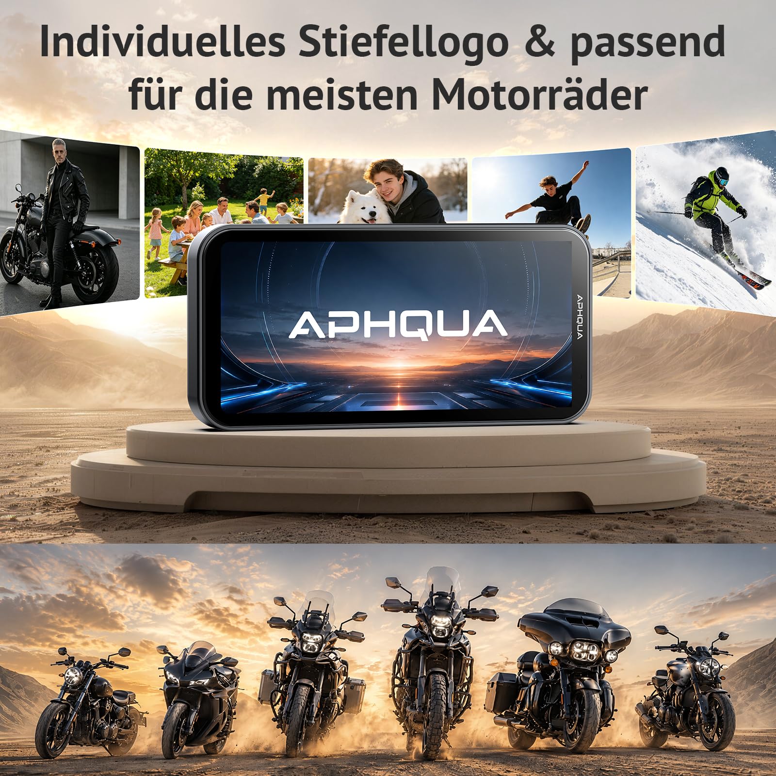 Motorrad CarPlay Display 6.25 Zoll, IP67 Wasserdicht, TPMS, USB/Acc | kabelloses CarPlay und Android Auto, (TPMS), Dual-Bluetooth, GPS, USB/Acc-Stromversorgung