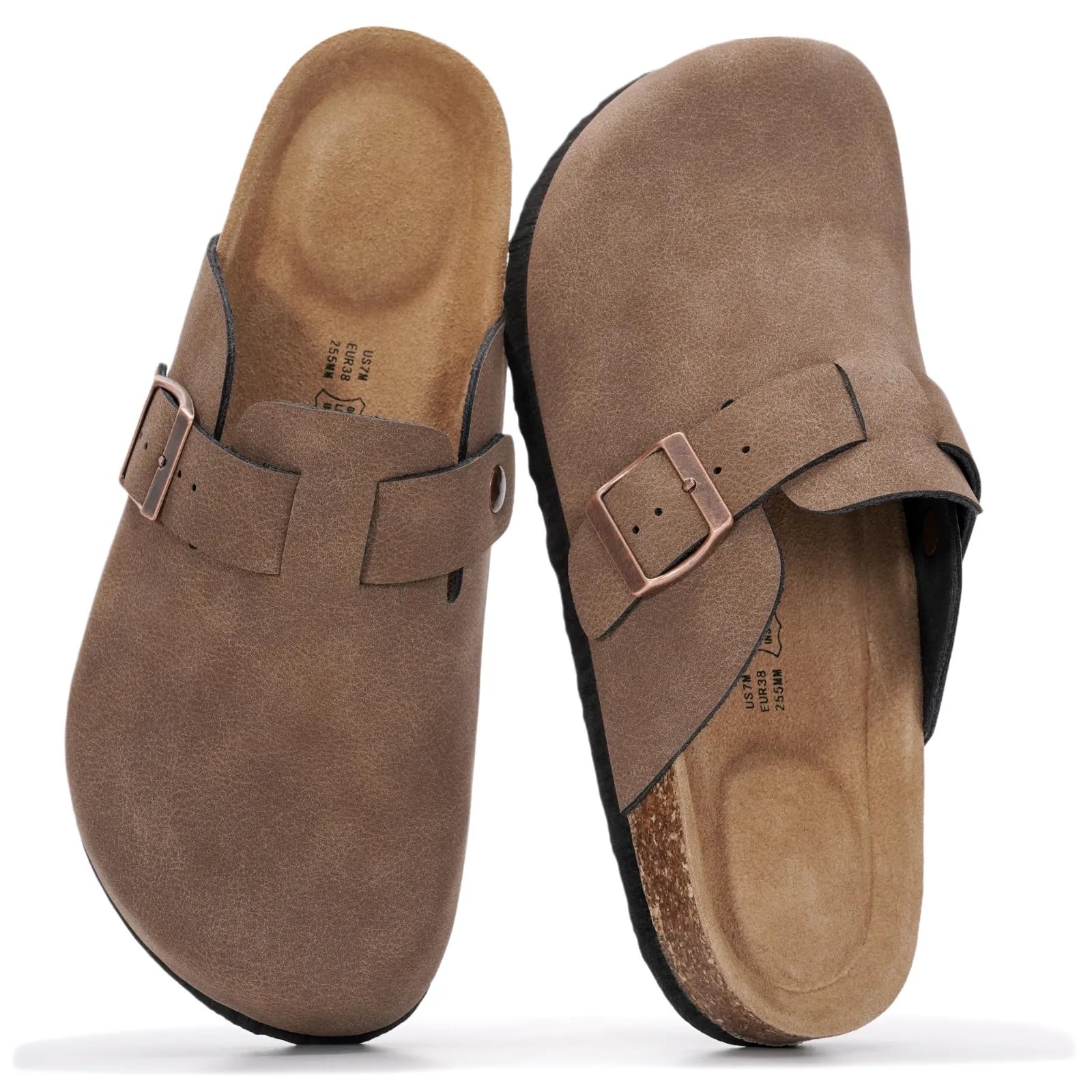 PROJECT CLOUD 100% Genuine Leather Womens Cork Footbed Clogs for Women | Memory Foam Arch Support Slippers for Women; Trendy Slip-On Women's Mules & Clogs Sandals with Durable Outsole for Comfort