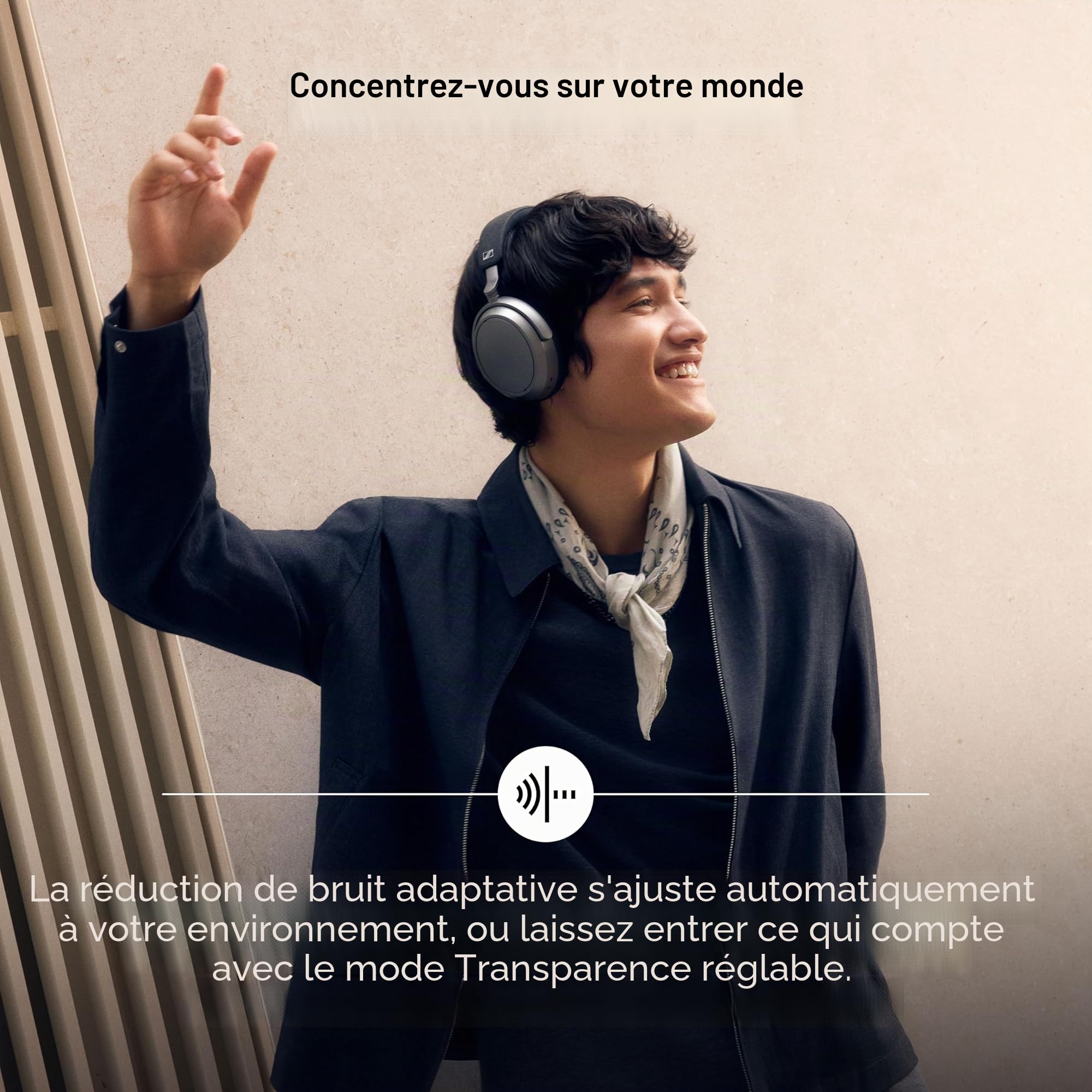 Sennheiser Momentum 4 Écouteurs sans Fil Bluetooth avec réduction adaptative du Bruit pour des appels cristallins 60 Heures d'autonomie Son Personnalisable, léger et Pliable Graphite, 700383