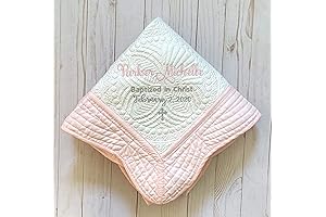 Baptism Blanket for Girls: Personalized Quilt 36 x 46 Christening Keepsake