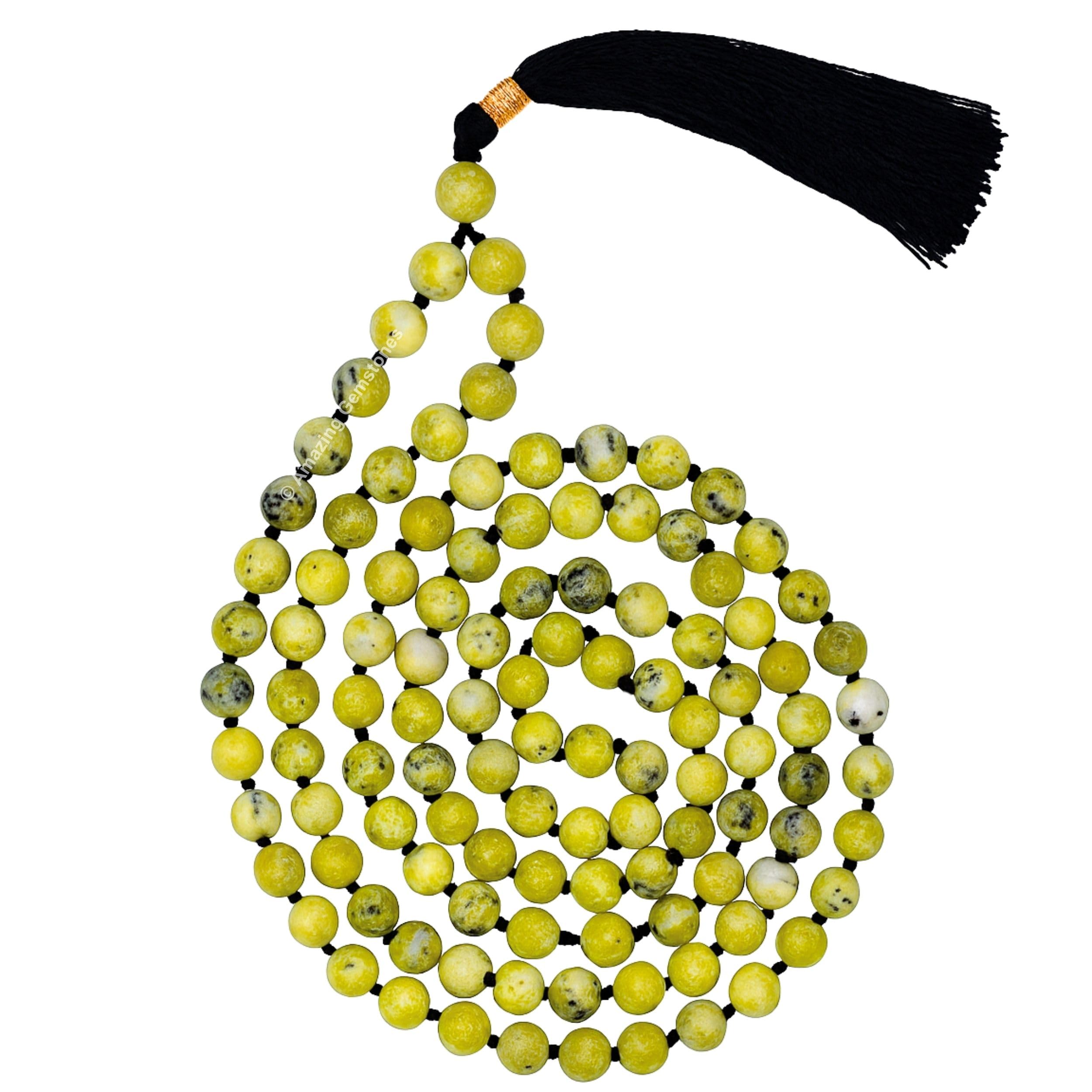 Amazing Gemstone Japa Mala 108 Prayer Beads Necklace and Wrist Mala Bracelet for Meditation