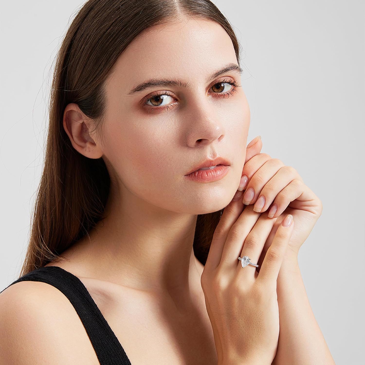 925 Sterling Silver Engagement Rings for Women Pear Cut Cubic Zirconia Wedding Promise Rings for Her Size 4-12.5 - Image 5