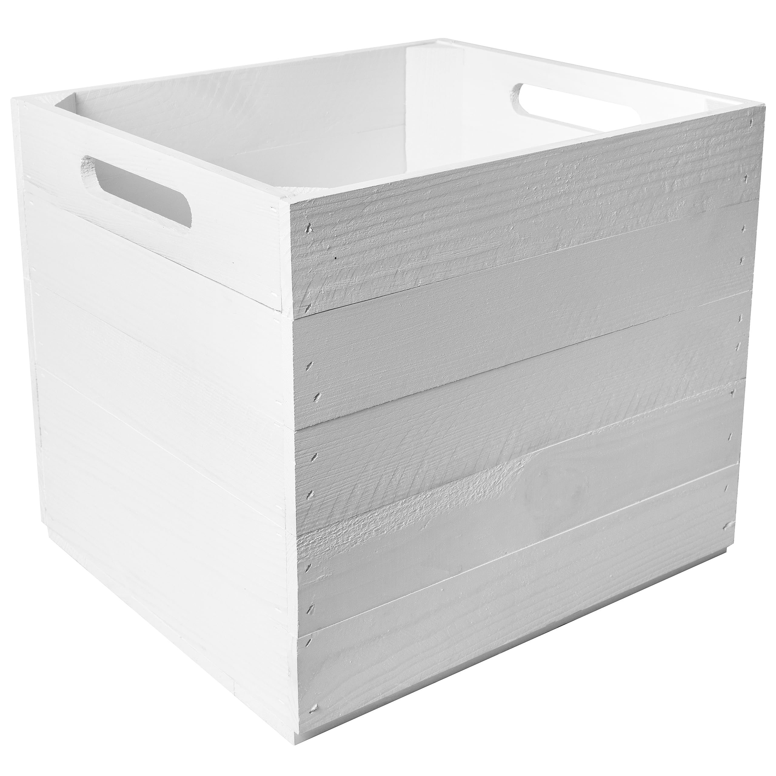Caisse en bois blanc pour étagère Kallax | Boîte polie avec poignées | 33 x 37 x 33 cm | Rangement pour enfants et jouets