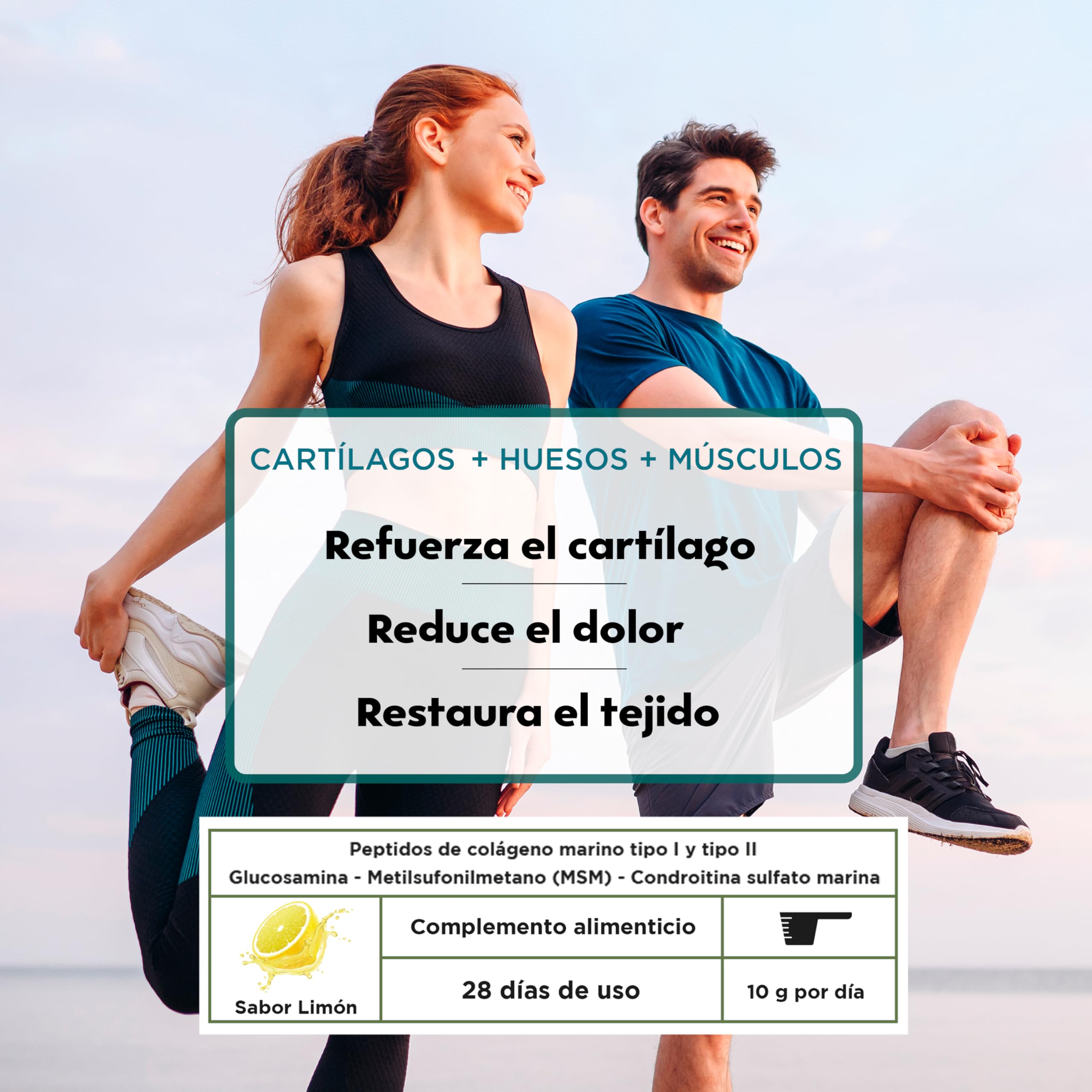Colageno Drasanvi Collmar Articular Marino Con Glucosamina Condroitina Msm | Apoya Articulaciones Y Tendones, Formula Especial - Colageno Marino Hidrolizado Polvo Sabor Limon, Pack 2x280 Gramos