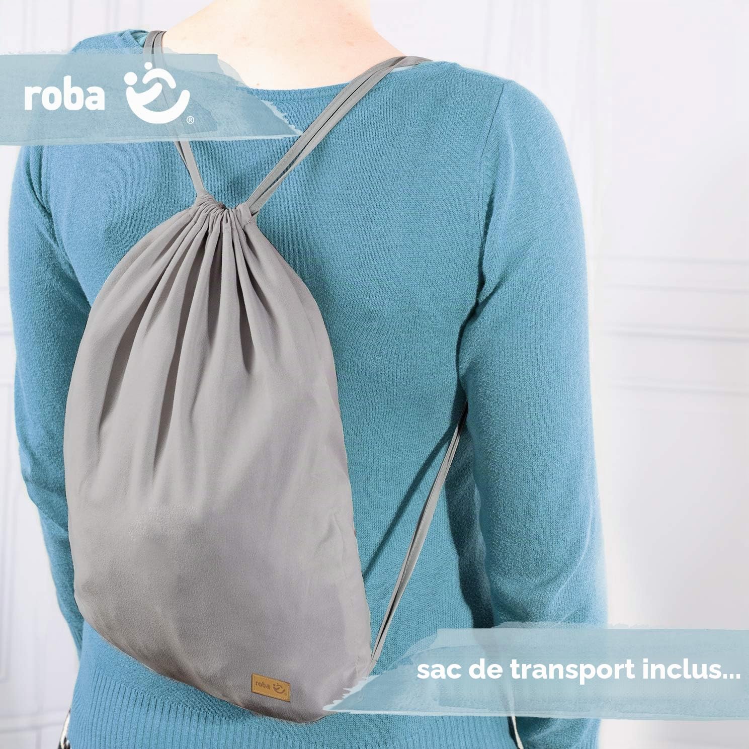 roba Protège Siège Chariot Course - Protection Caddie pour Bébé + Sac à Dos de Transport roba Style - Facile à Nettoyer - Gris