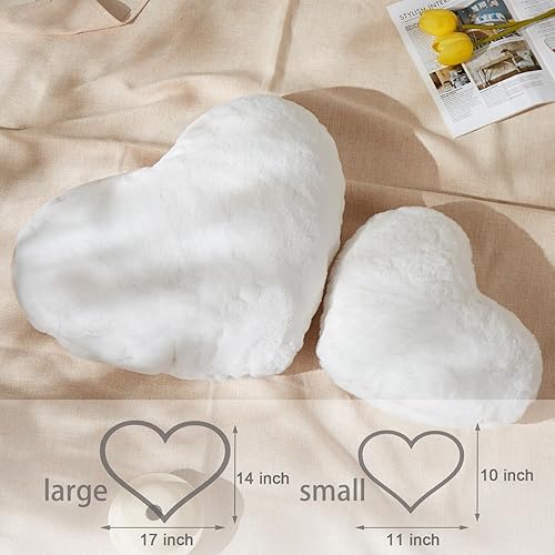 Miniatura 3 de YRXRUS Almohadas de corazón, almohada en forma de corazón, almohada blanca con forma de corazón para regalos, almohadas con forma para ella, niños,