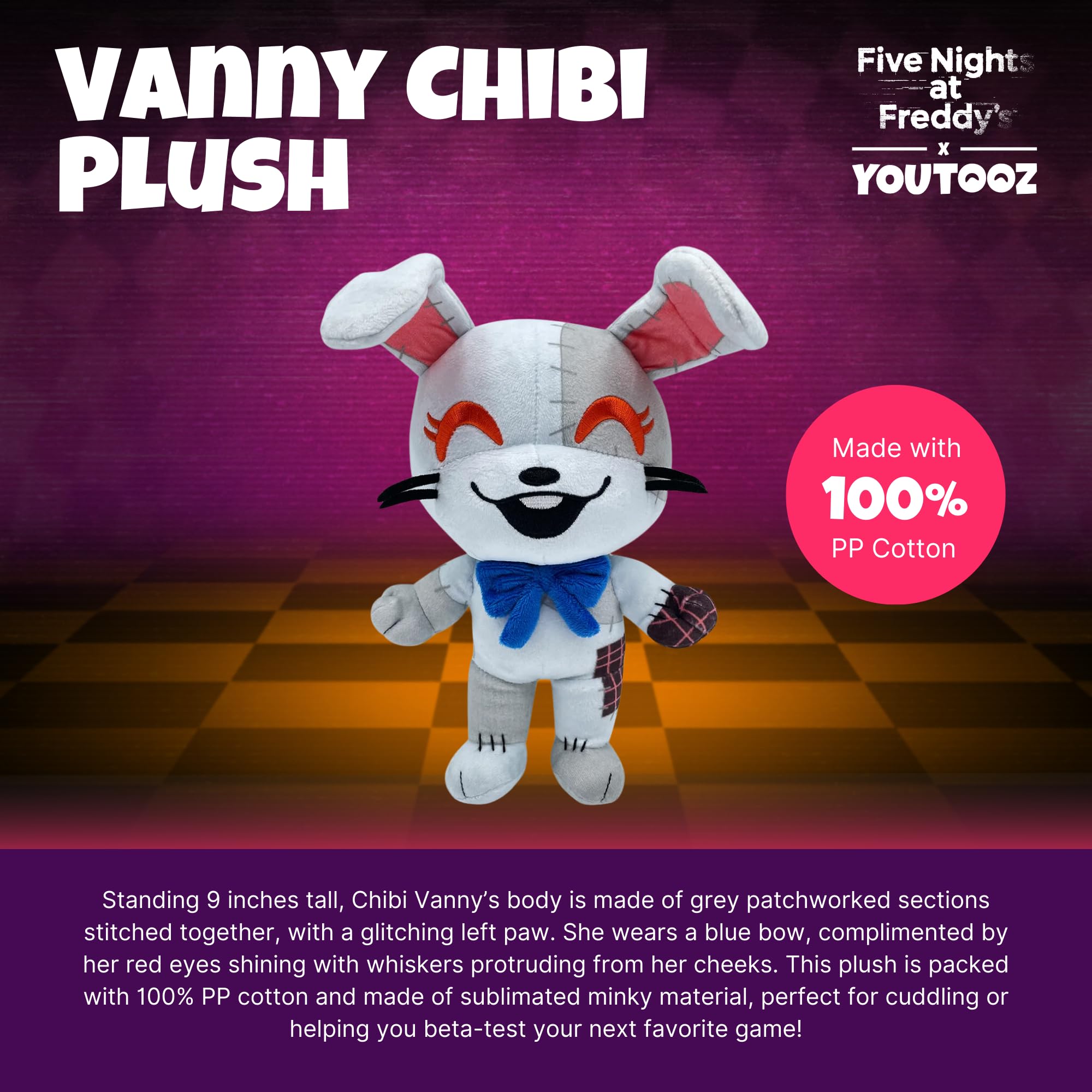 Youtooz Vanny Chibi Plush (9IN), Glitch, Grey With Some Touches of Red, 8.66 inches - Image 2