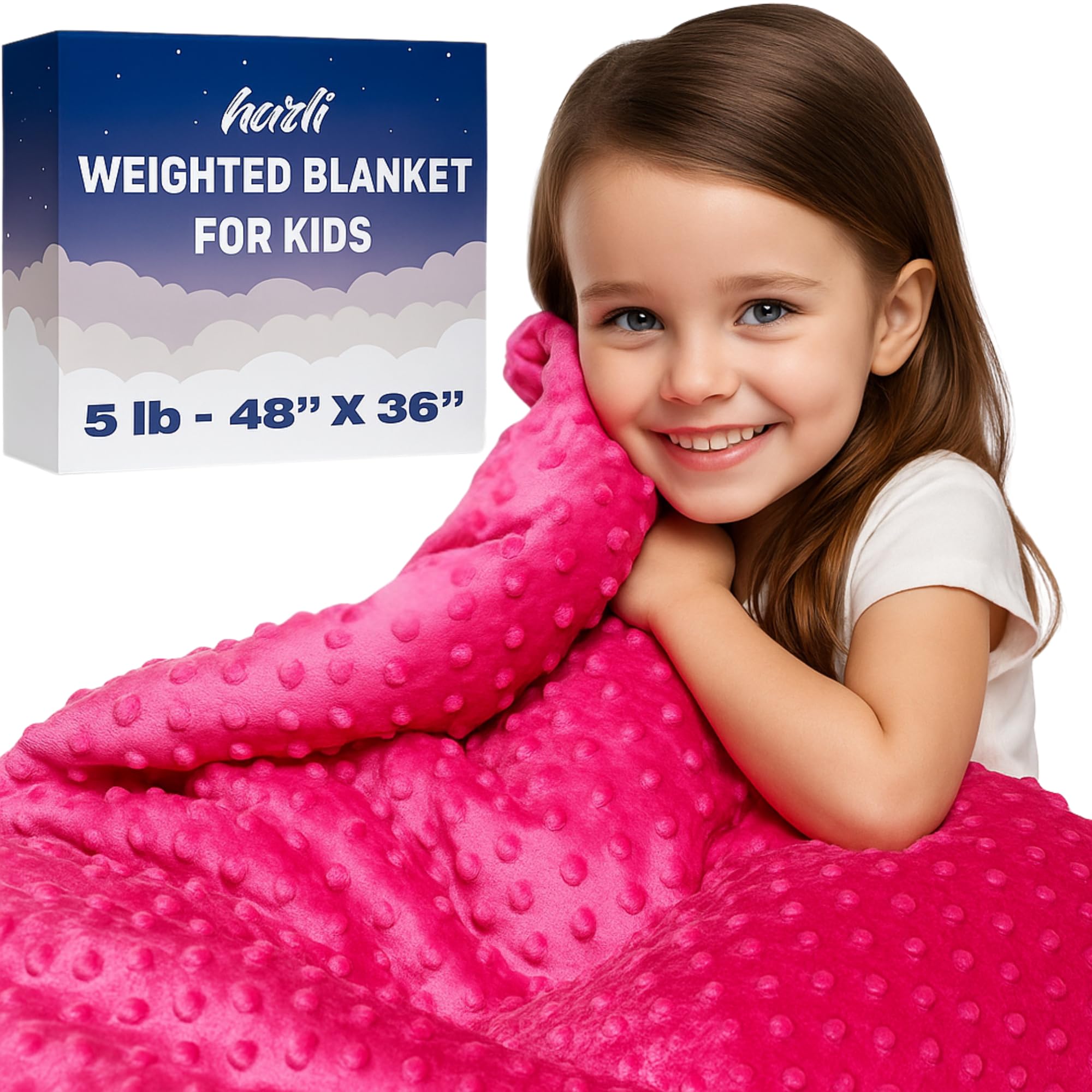 hazli Super-Soft Kids Weighted Blanket 5 Pounds - Weighted Blanket for Kids - Easy to Clean, Washable Minky Cover - 36x48 Inches 5lbs Child - Small Heavy Blanket for Girls and Boys
